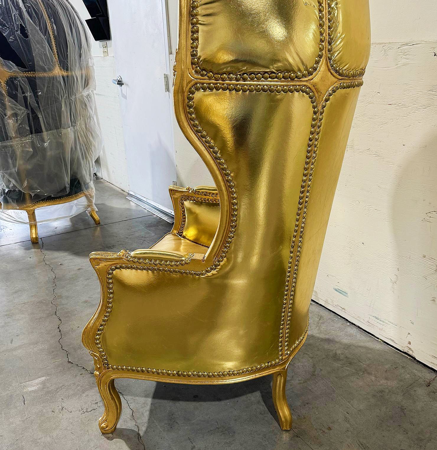 Balloon Chair French Style Golden High-Back Canopy Lacquer Chair