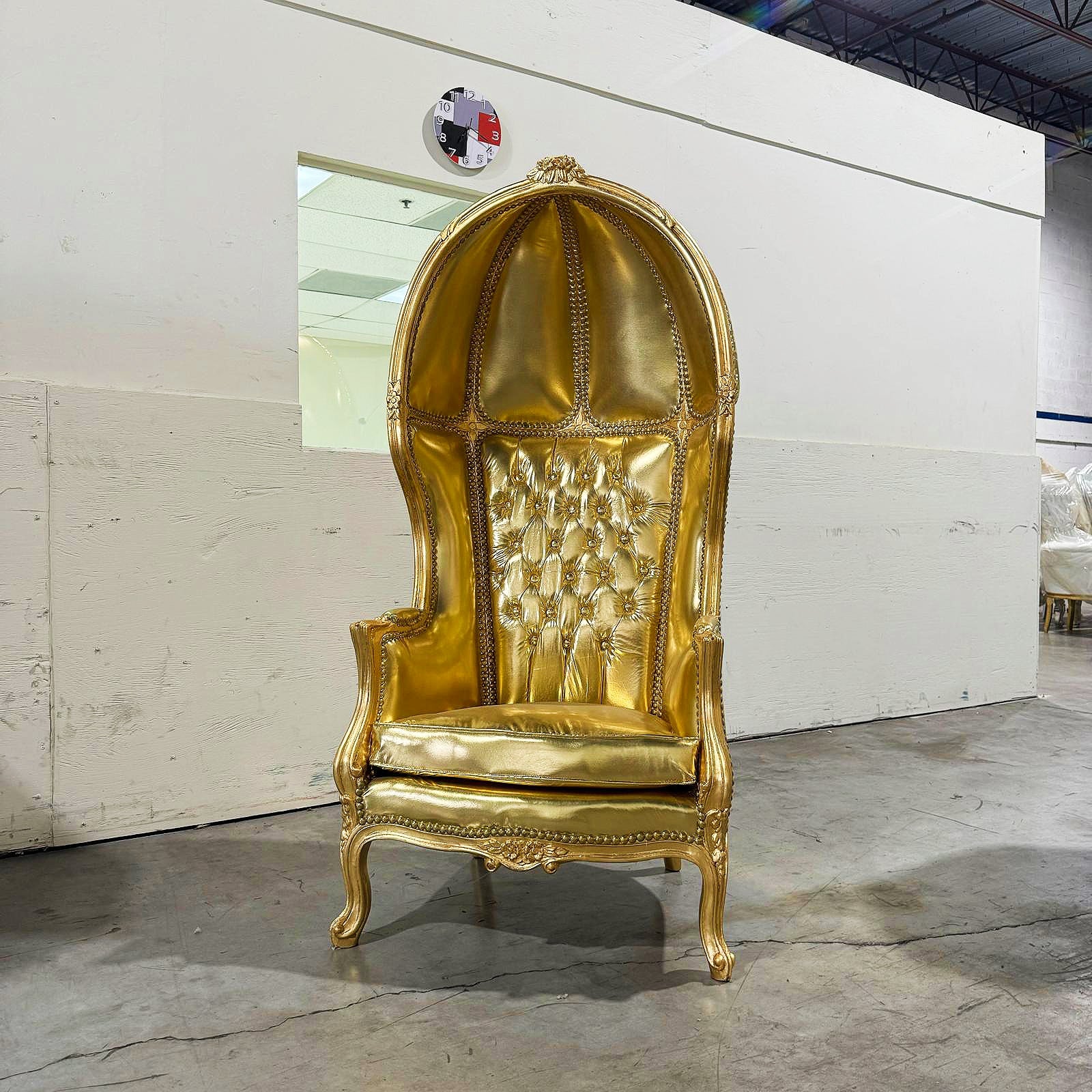 Balloon Chair French Style Golden High-Back Canopy Lacquer Chair