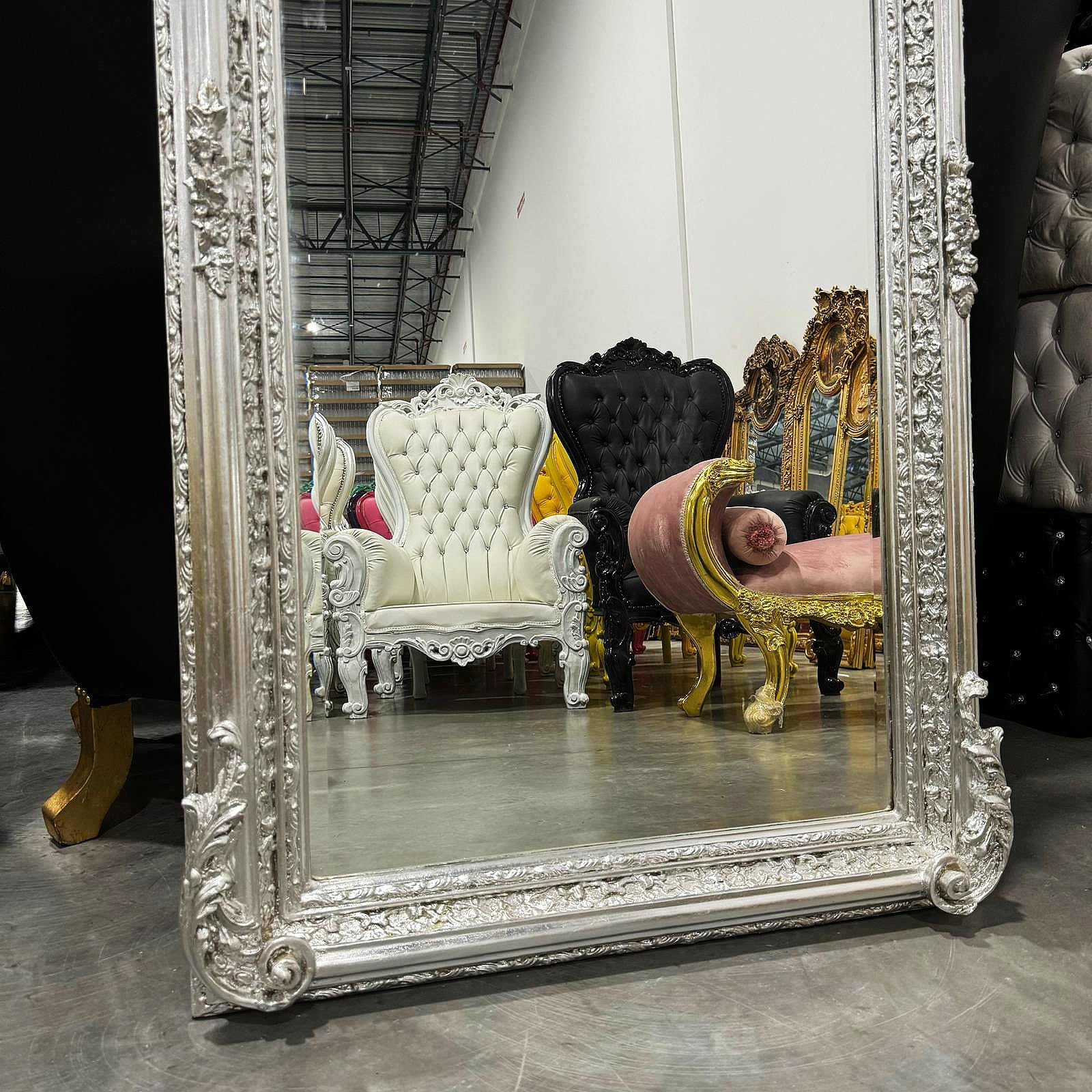 French Style Silver Floor Mirror 5 Feet Tall Silver Leaf