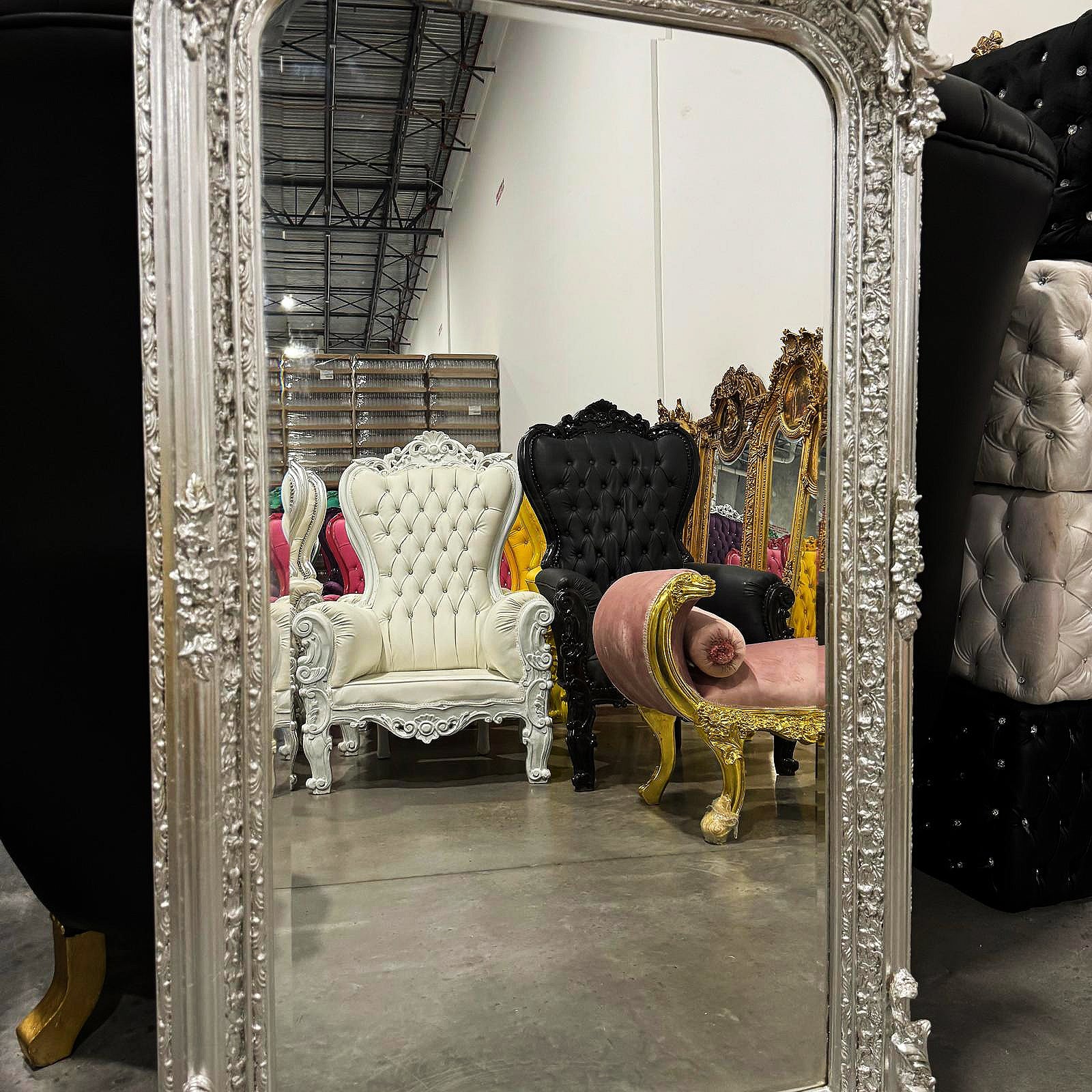 French Style Silver Floor Mirror 5 Feet Tall Silver Leaf