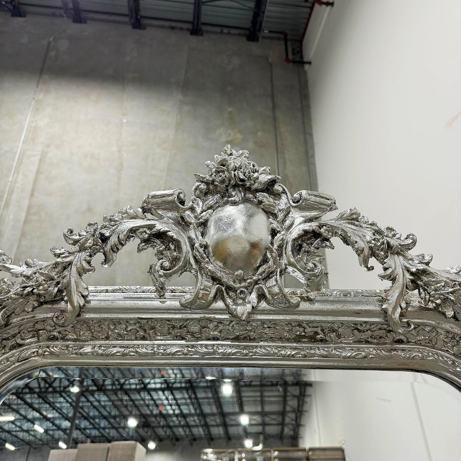 French Style Silver Floor Mirror 5 Feet Tall Silver Leaf