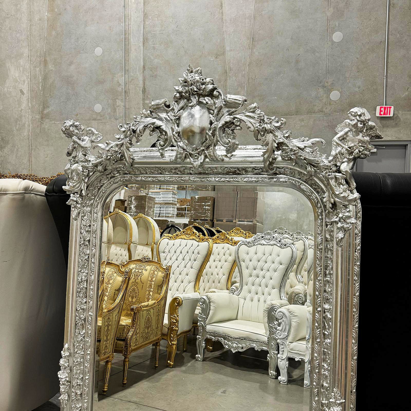French Style Silver Floor Mirror 5 Feet Tall Silver Leaf