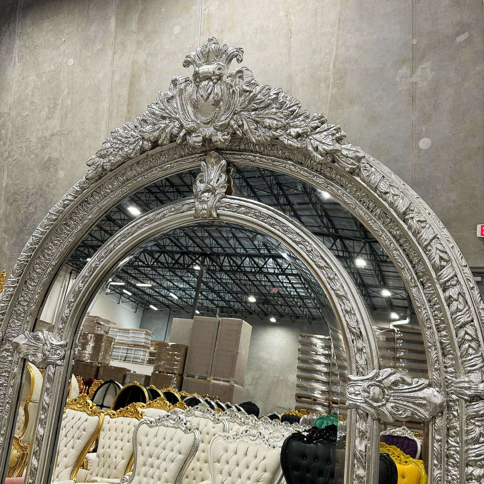Silver Floor/Wall Mirror 7 Feet Tall Silver Leaf French Style