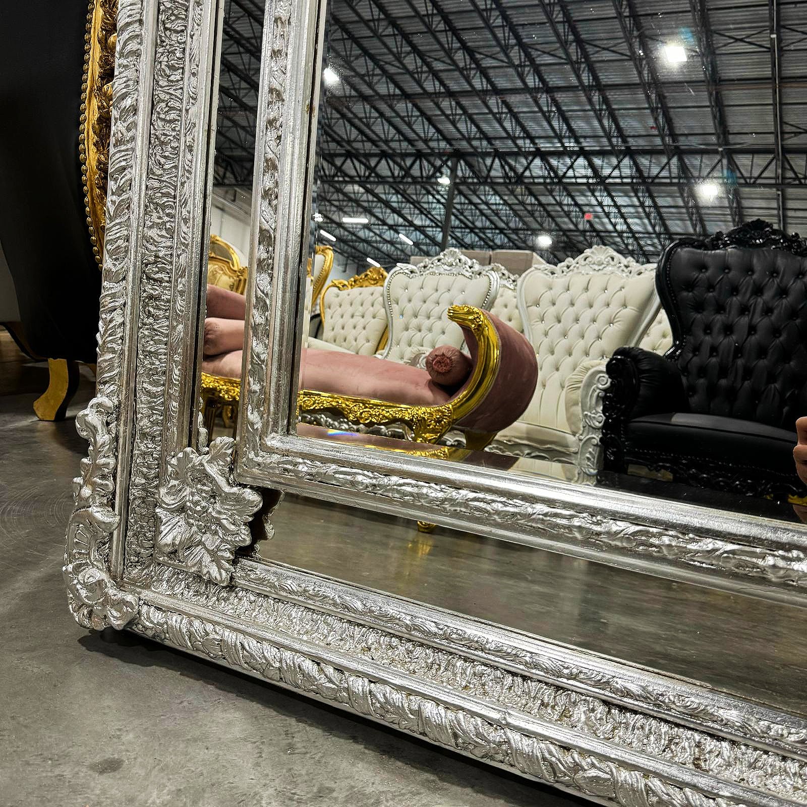 Silver Floor/Wall Mirror 7 Feet Tall Silver Leaf French Style