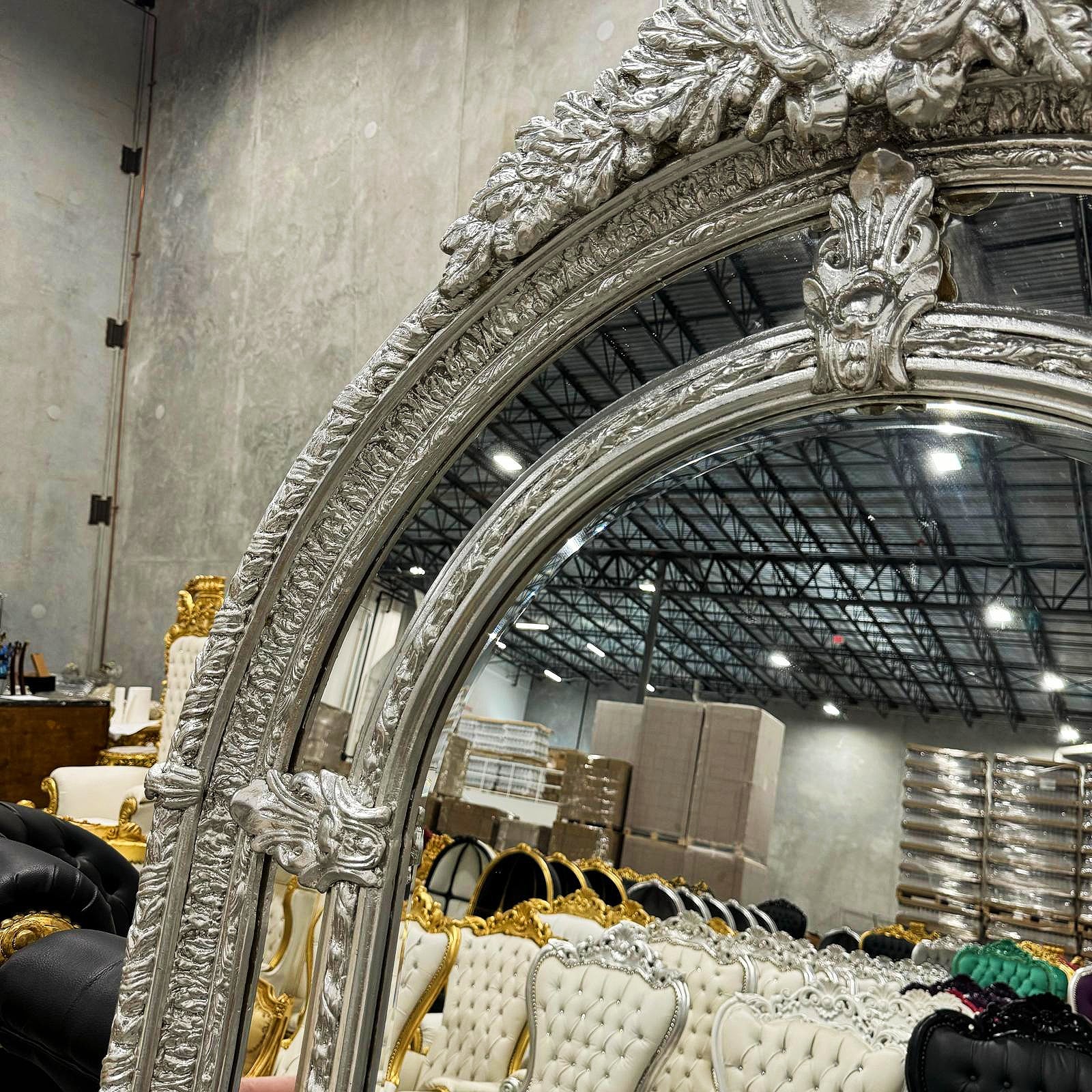 Silver Floor/Wall Mirror 7 Feet Tall Silver Leaf French Style