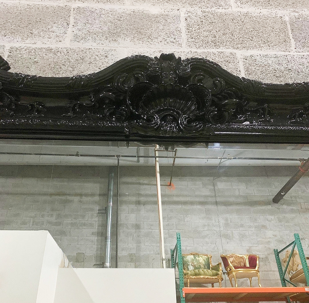 French Baroque Style Black Wall Mirror – Extra Tall 7.5 Ft Ornate Design