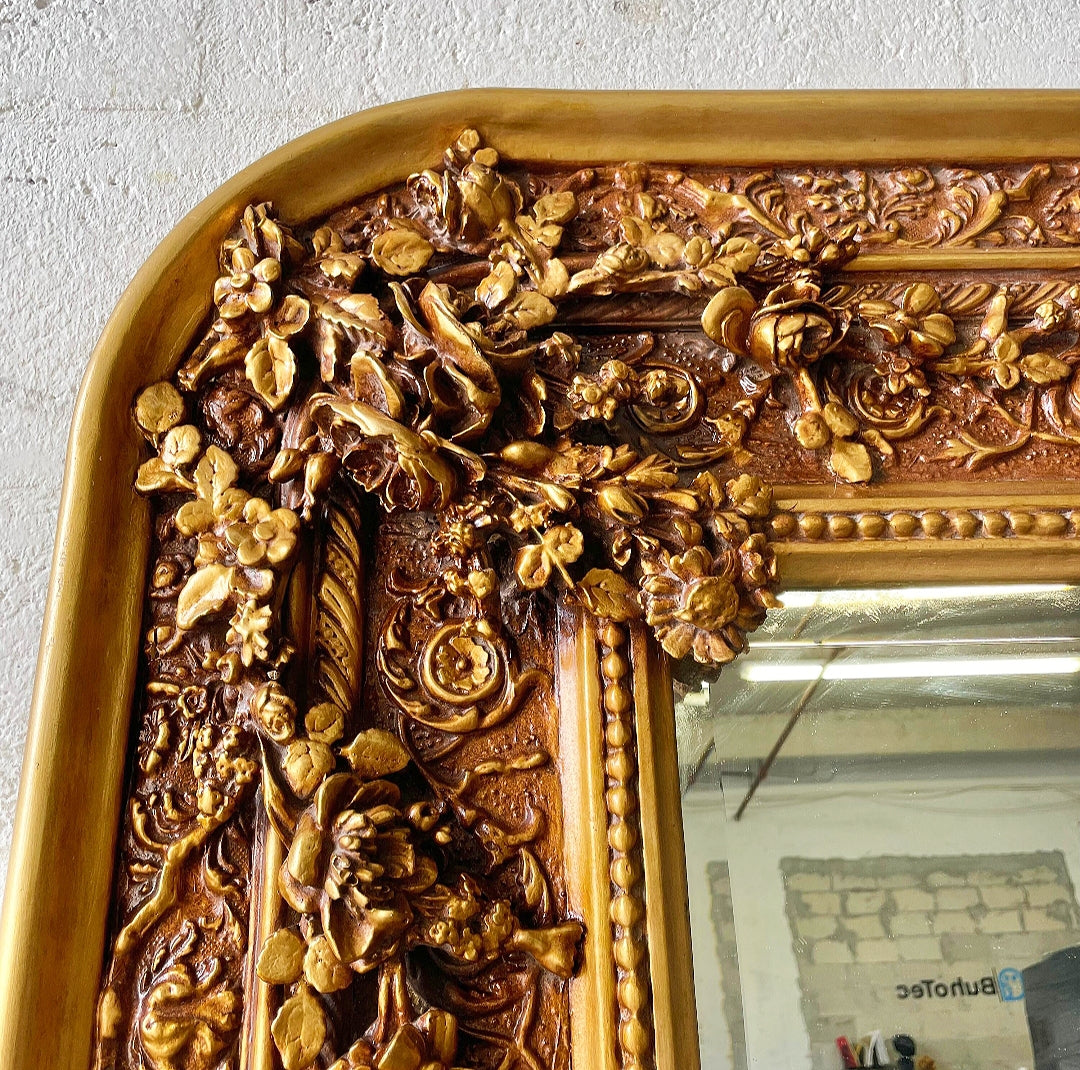 French Style Gold Wall Mirror Rectangular Baroque Rococo Gold Leaf