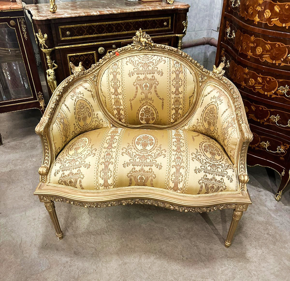 Baroque Style Golden Chair With Birds Details