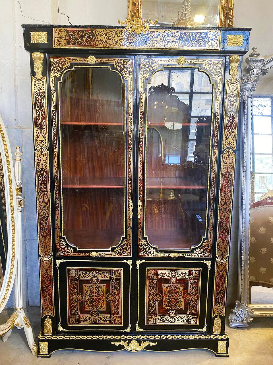 Rococo Style Black and Gold Vitrine