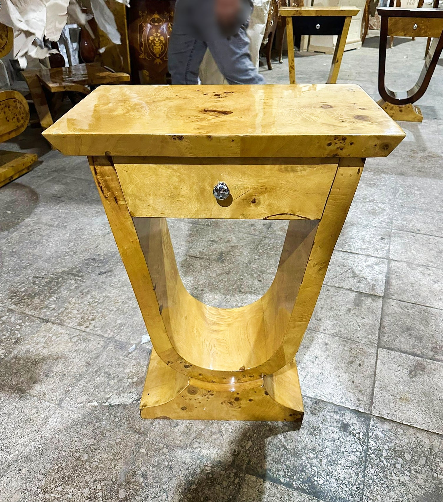 Art Deco Style Bedside Tables Wood 1 Drawer Nightstand