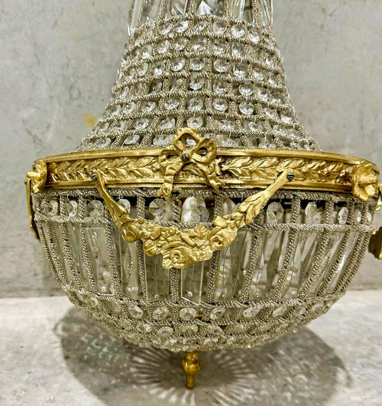 French Style Chandelier Bronze Details