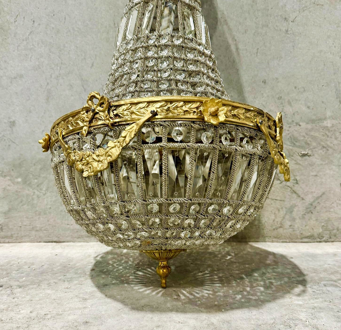 French Style Chandelier Bronze Details