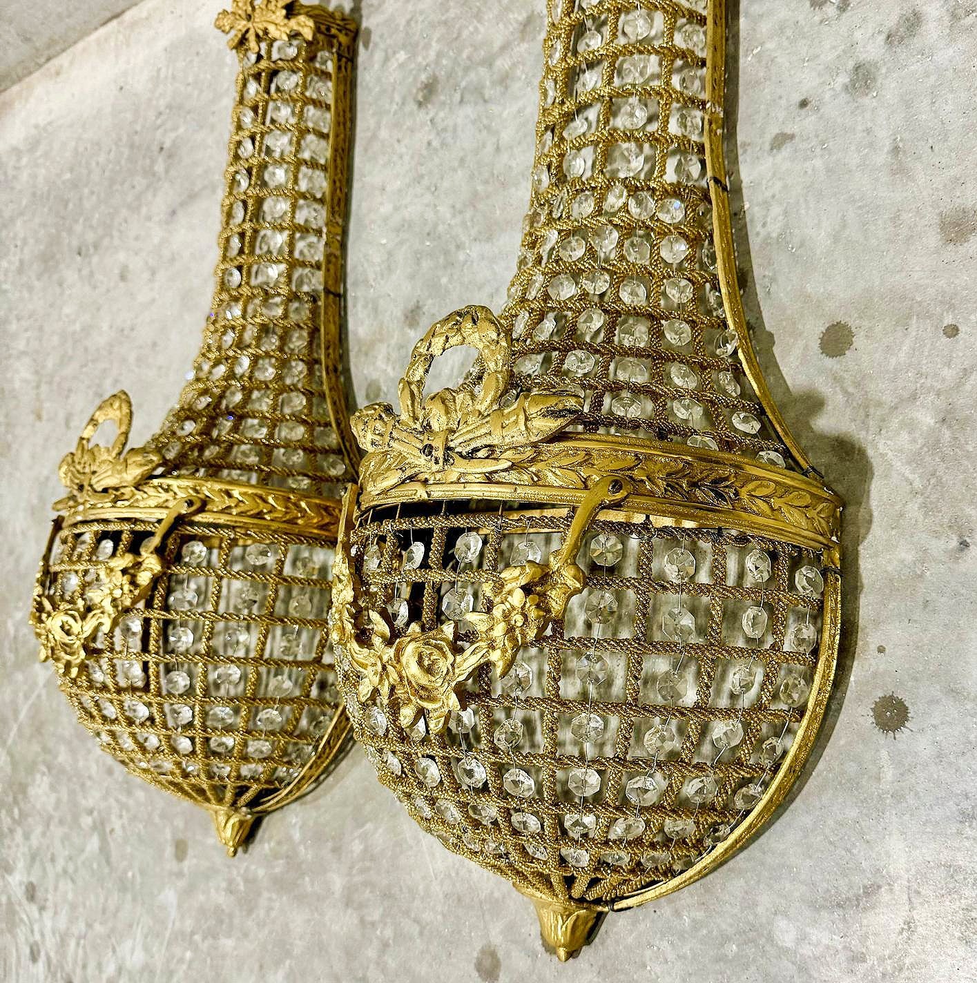 Golden Basket Sconces Large *Set of 2* French Style Lighting Chandelier