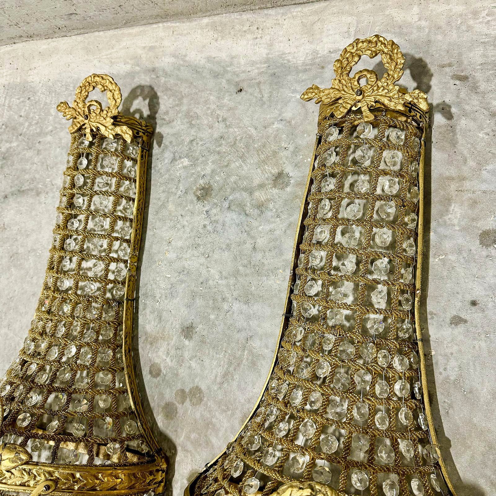 Golden Basket Sconces Large *Set of 2* French Style Lighting Chandelier