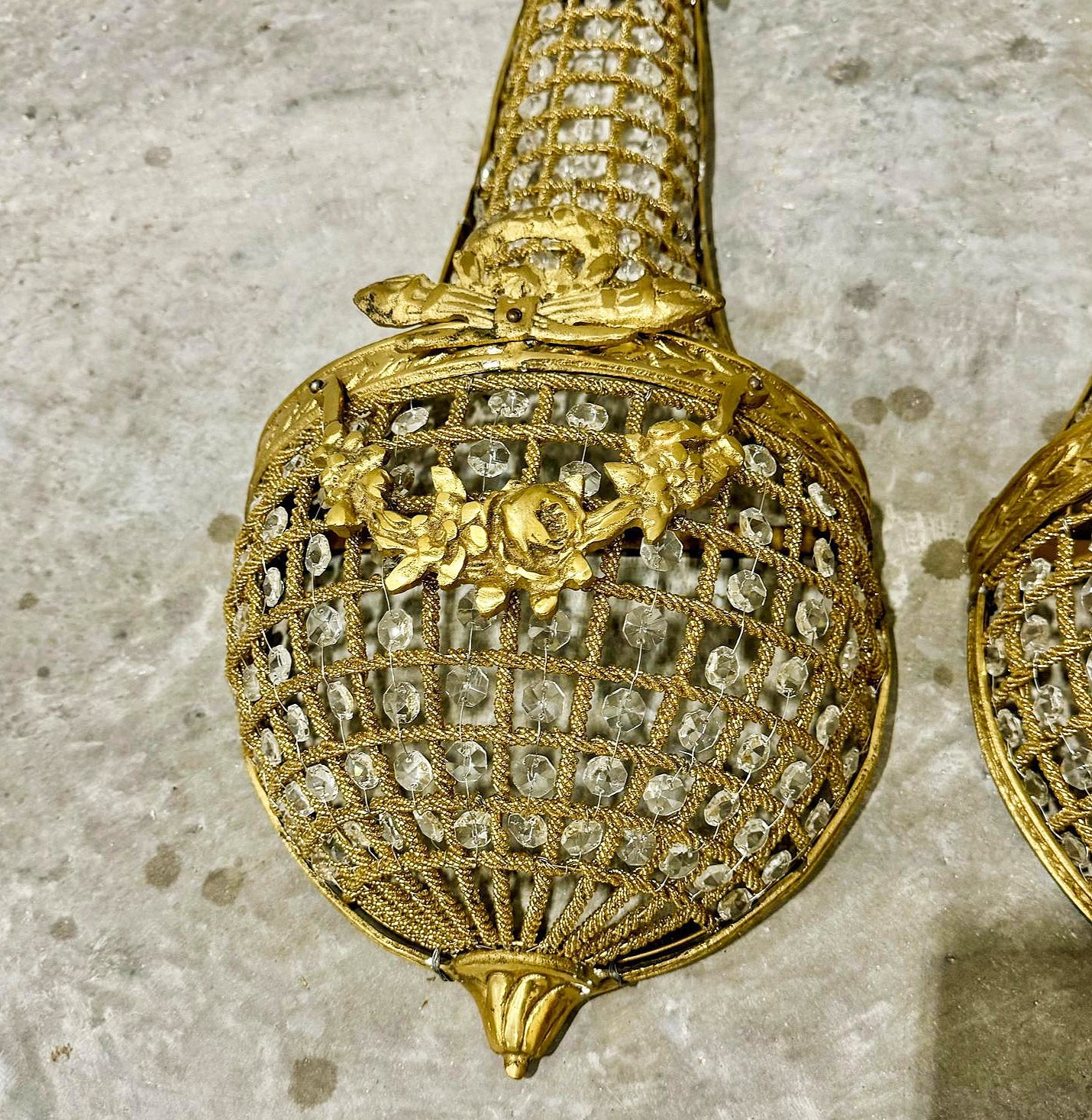 Golden Basket Sconces Large *Set of 2* French Style Lighting Chandelier