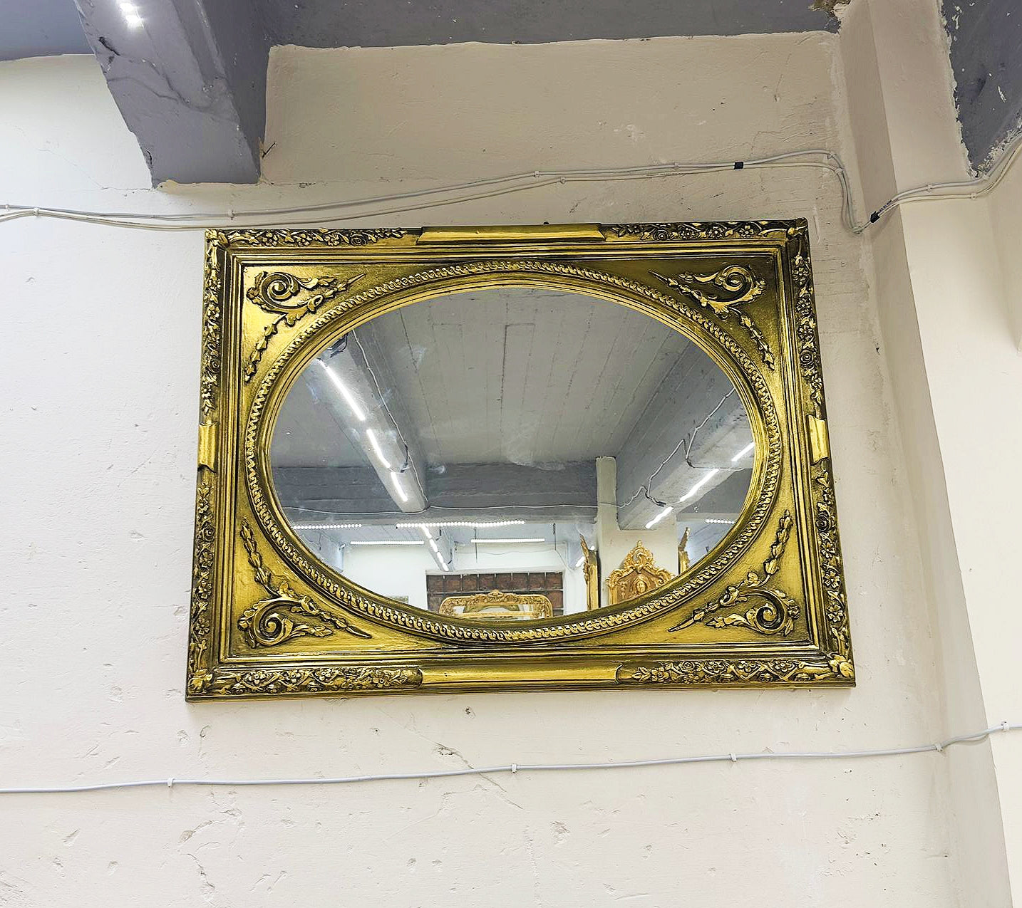 Rectangular Wall Mirror French Style Gold Baroque Mirror Gold Leaf