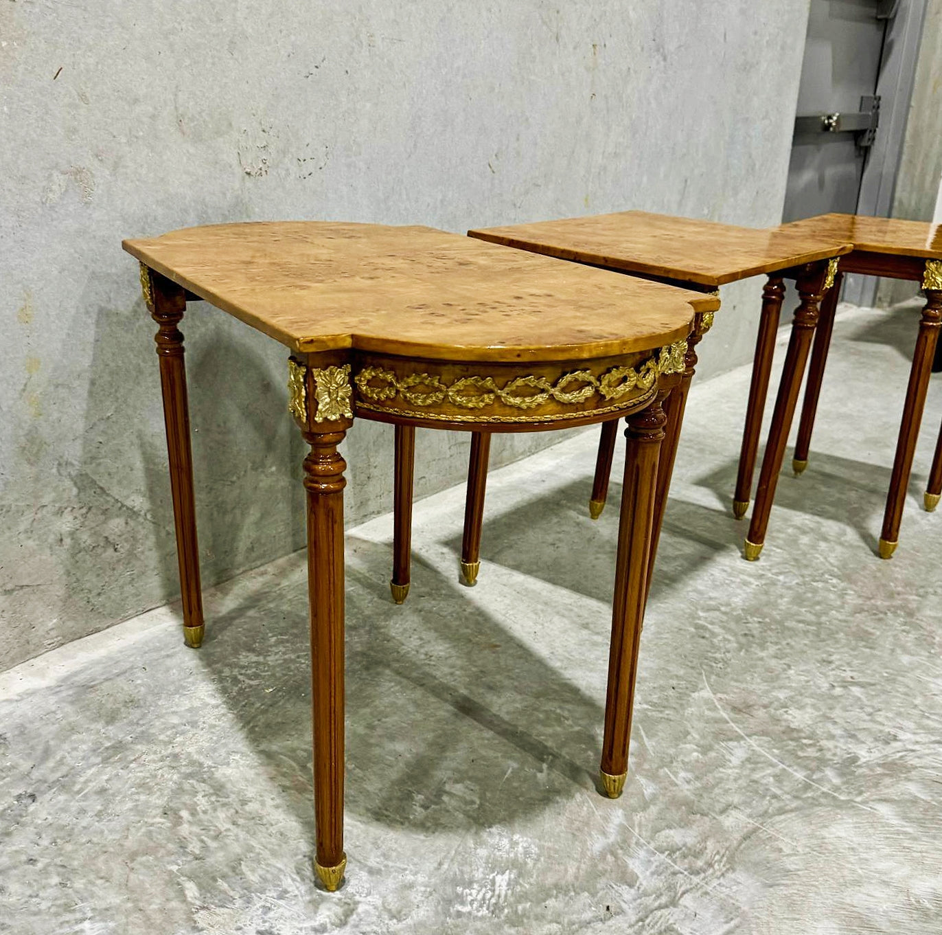 Nesting Tables Wood French Style Gold Set of 3 Louis XV Gold Leaf