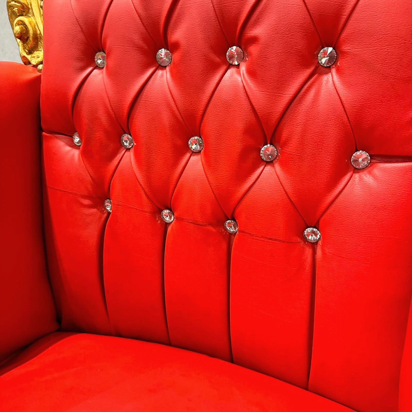 Red Leather Throne Chair 77”H French Baroque Style – Only 1 Available!