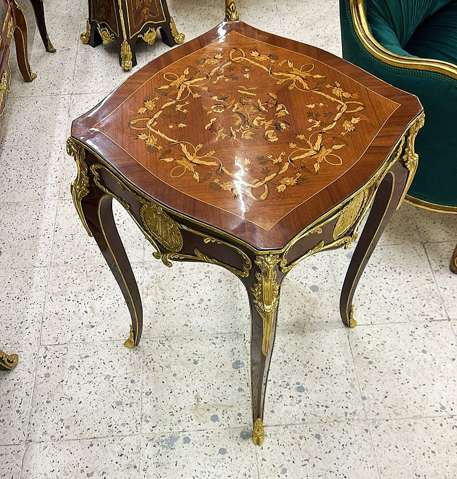 French Style Side Table Copper Gold Furniture