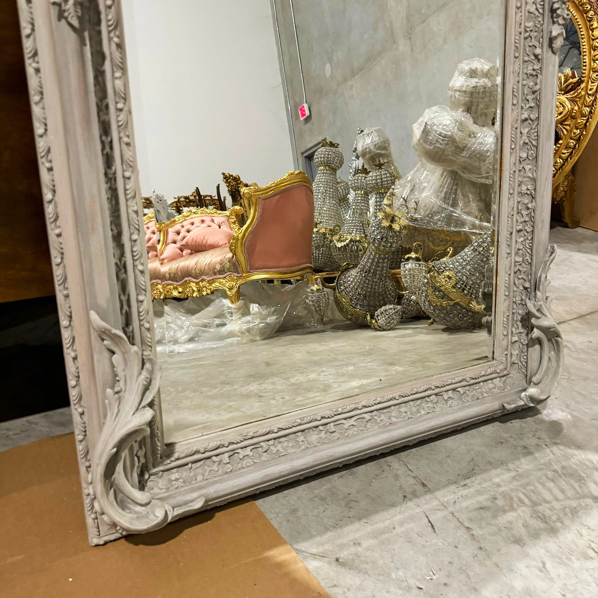 Bone Color French Style Floor Mirror 5 Feet Tall