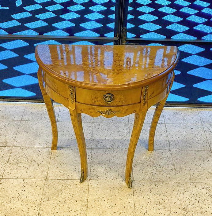 Bedside Table Louis XV Style – French Marquetry Side Table with Drawer