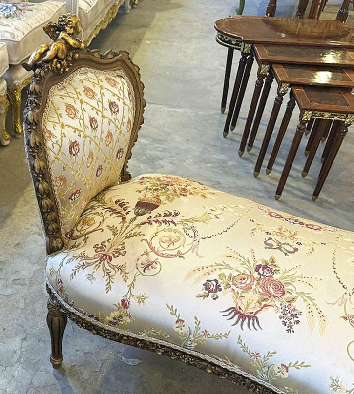 Marquis Bench French Style White Damask Gold Details Interior Design Furniture