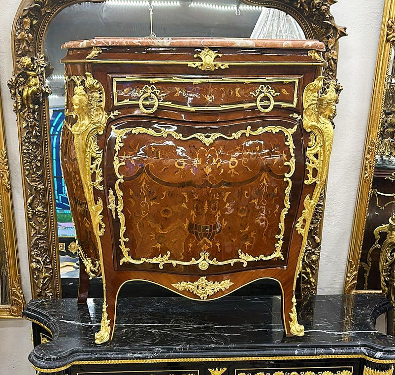 Louis XV Style Brown Commode Cabinet Bronze Details Late 19th Century Cabinet