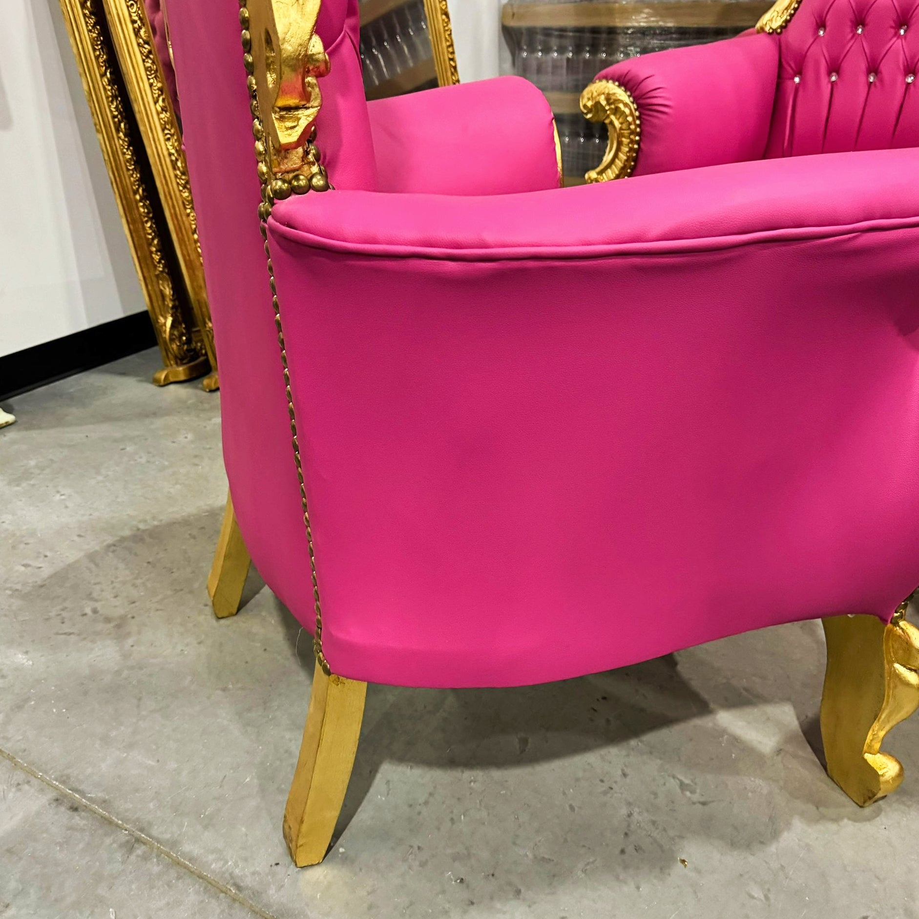 Pink Throne Chair 77"H Pink Leather Chair *Only 1 available* French Style