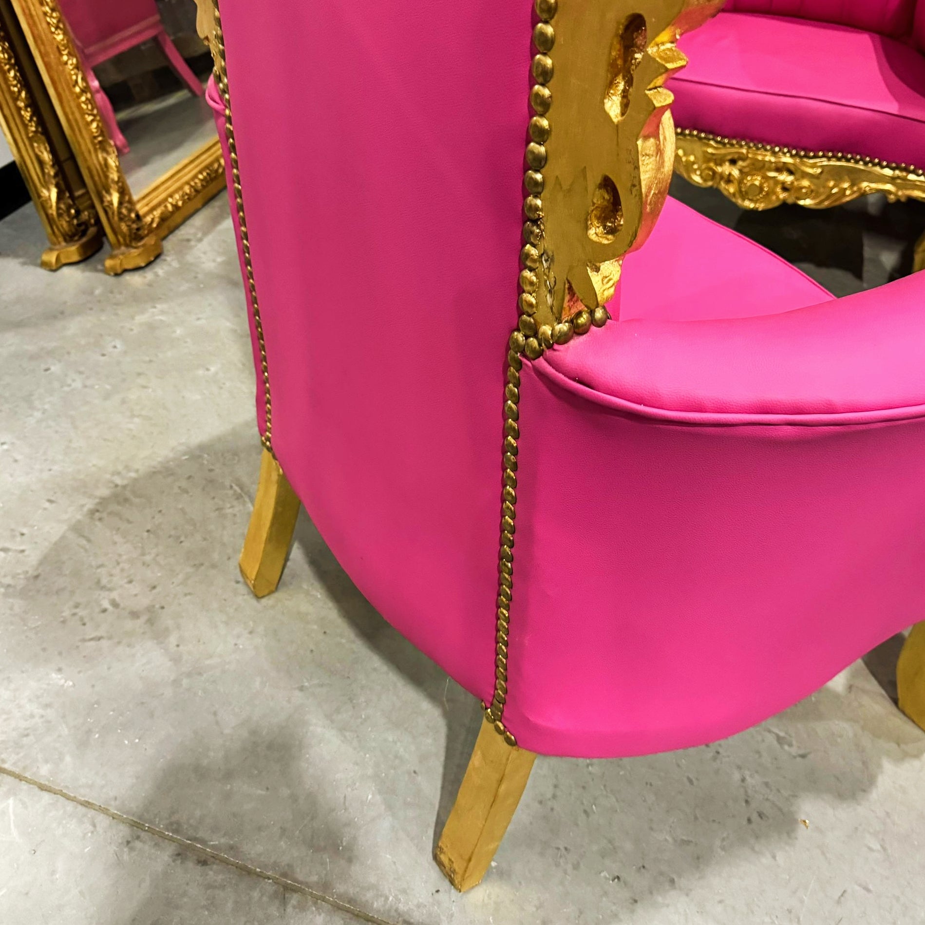 Pink Throne Chair 77"H Pink Leather Chair *Only 1 available* French Style