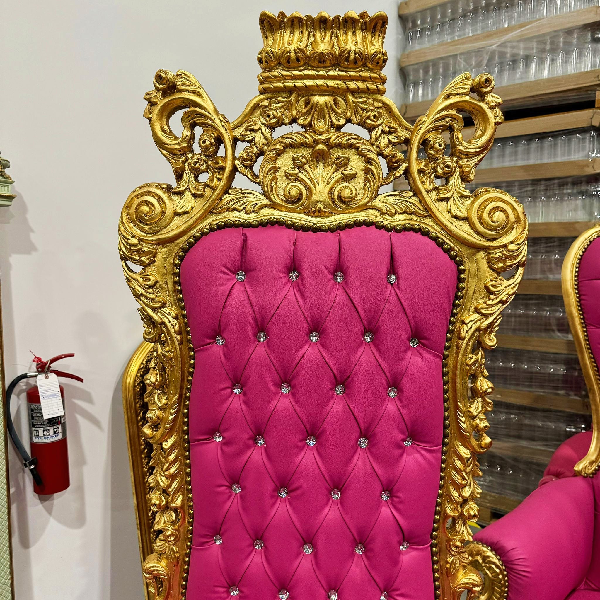 Pink Throne Chair 77"H Pink Leather Chair *Only 1 available* French Style
