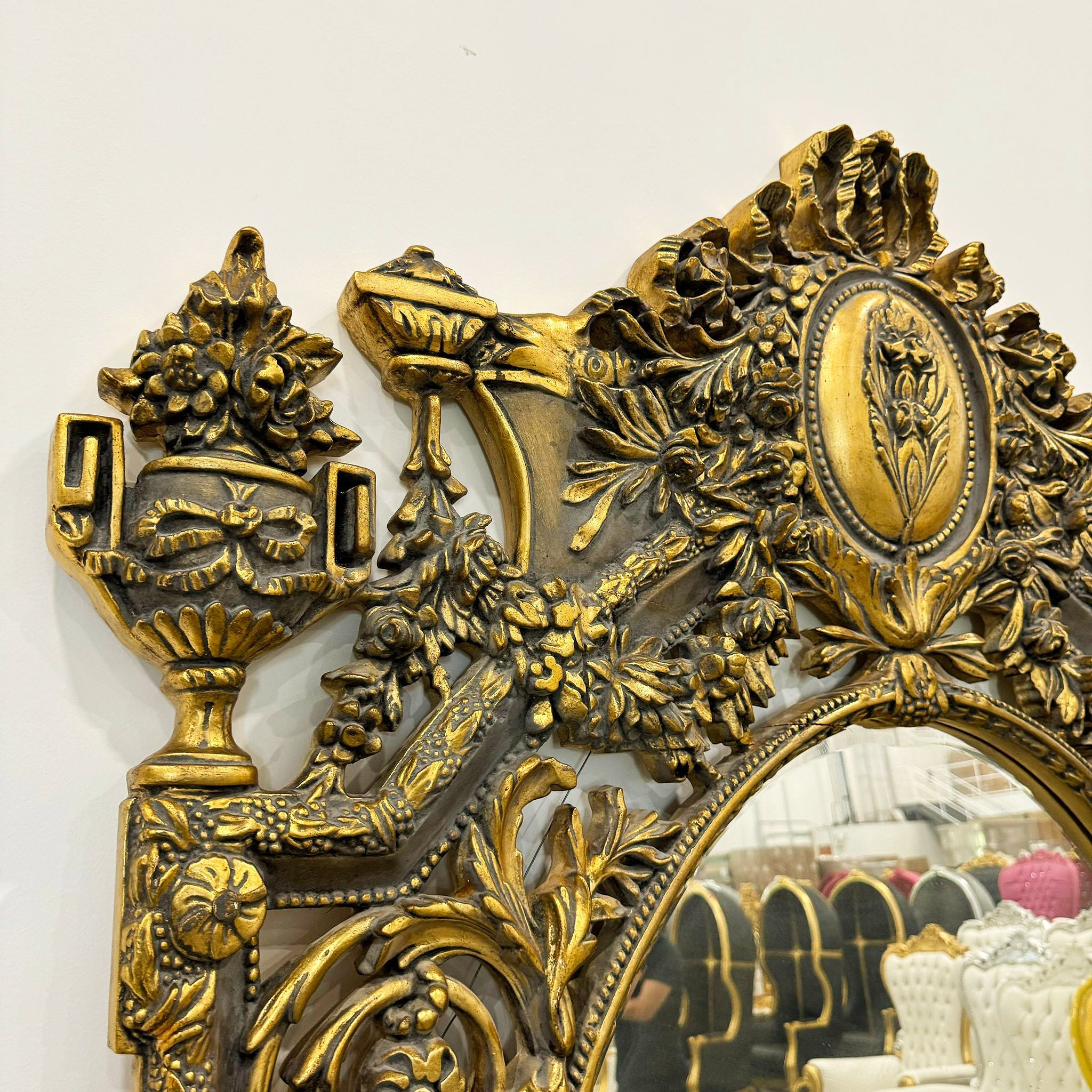 Wall Mirror French Style Gold Floor Mirror 7.8 Feet Tall Gold Leaf