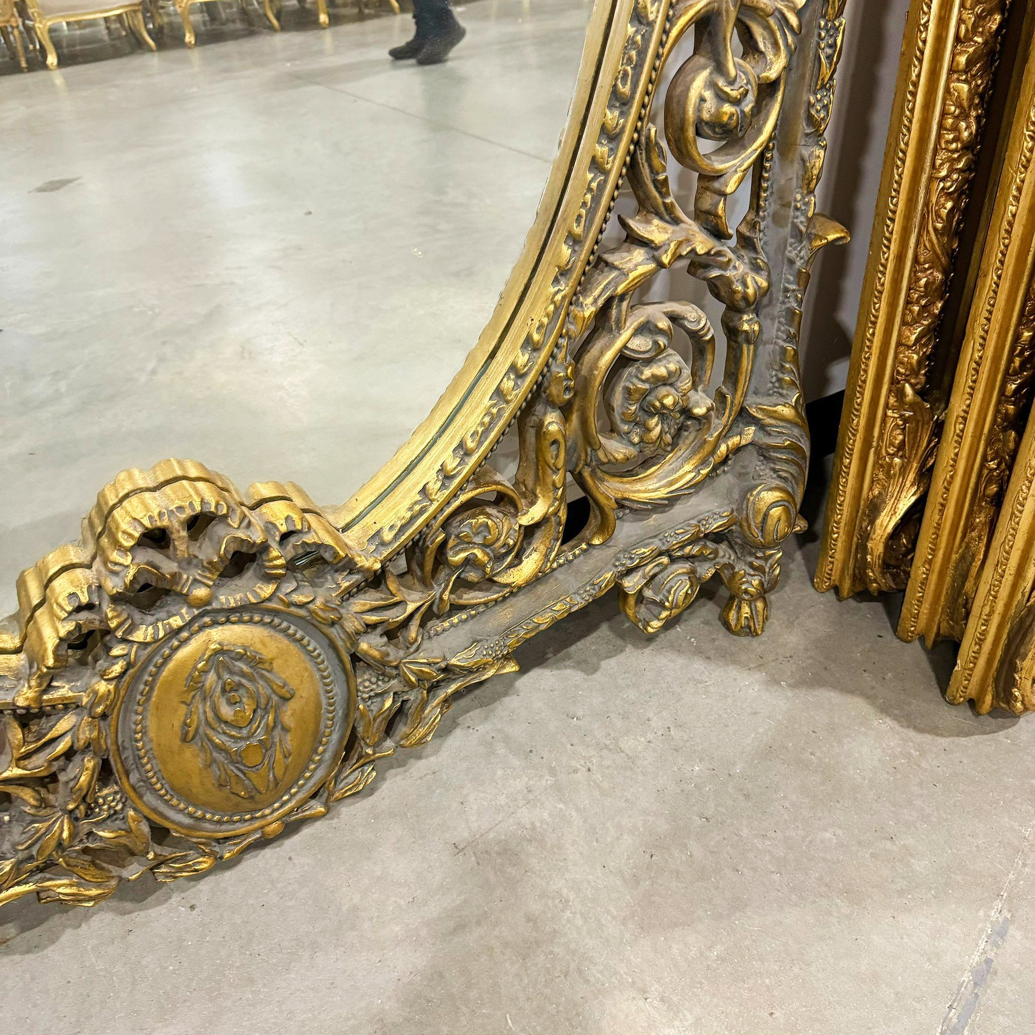 Wall Mirror French Style Gold Floor Mirror 7.8 Feet Tall Gold Leaf