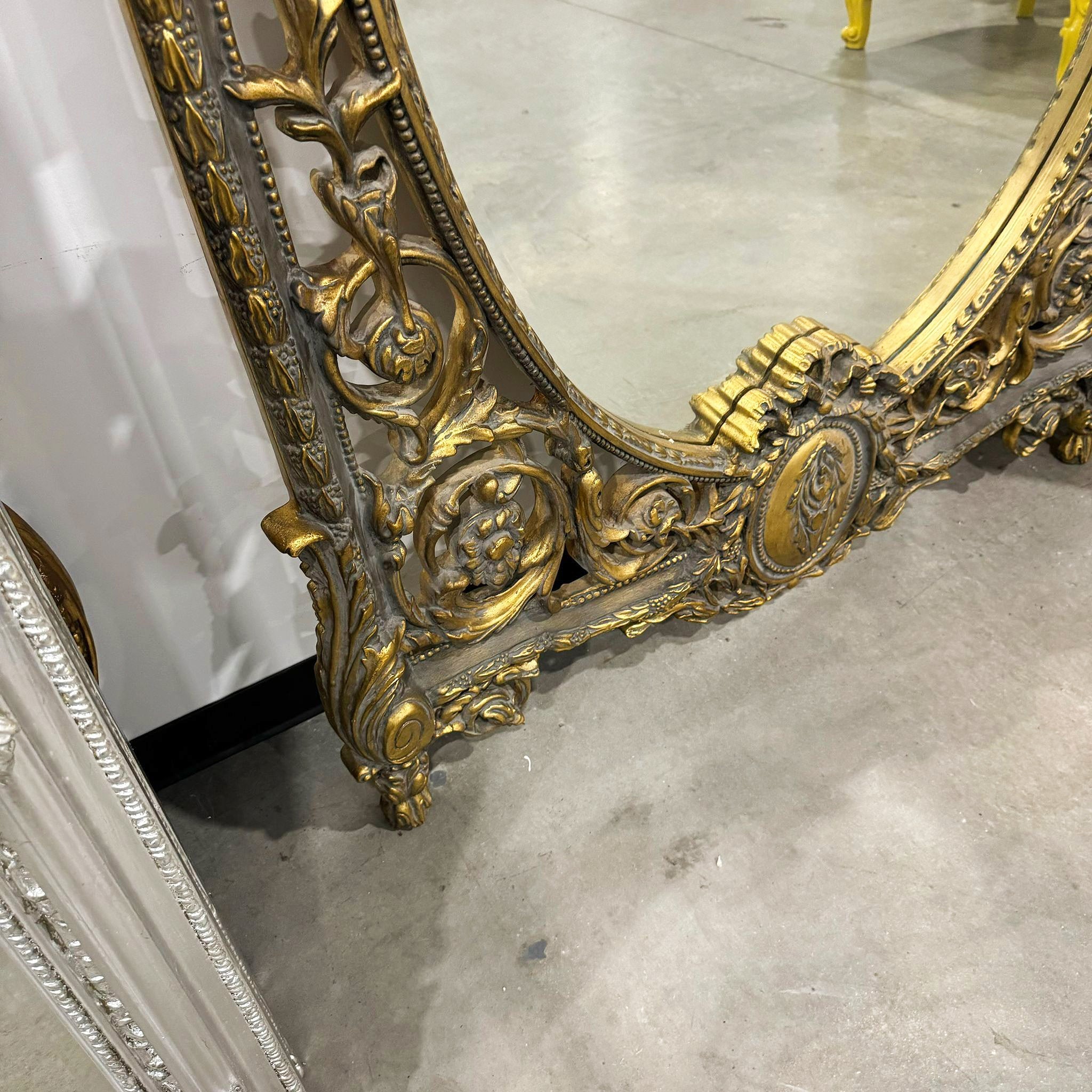 Wall Mirror French Style Gold Floor Mirror 7.8 Feet Tall Gold Leaf