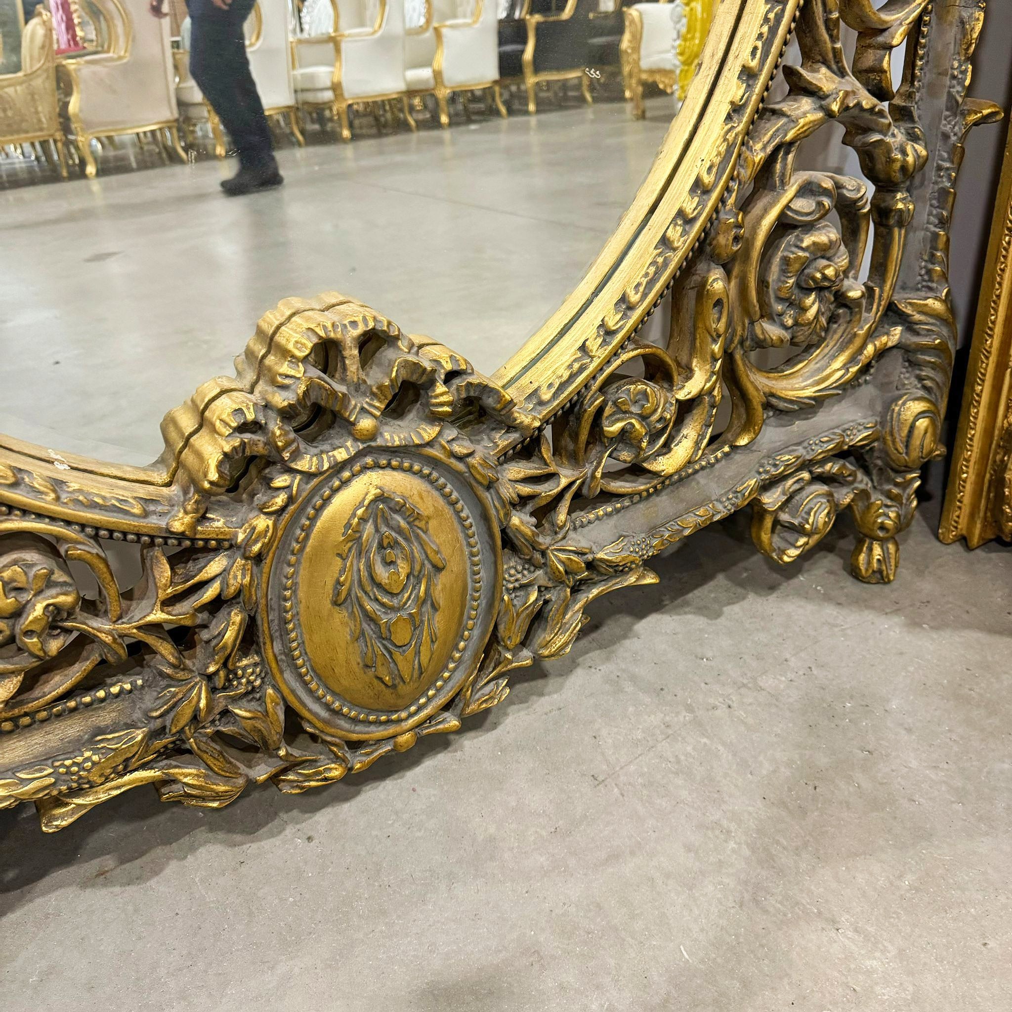 Wall Mirror French Style Gold Floor Mirror 7.8 Feet Tall Gold Leaf