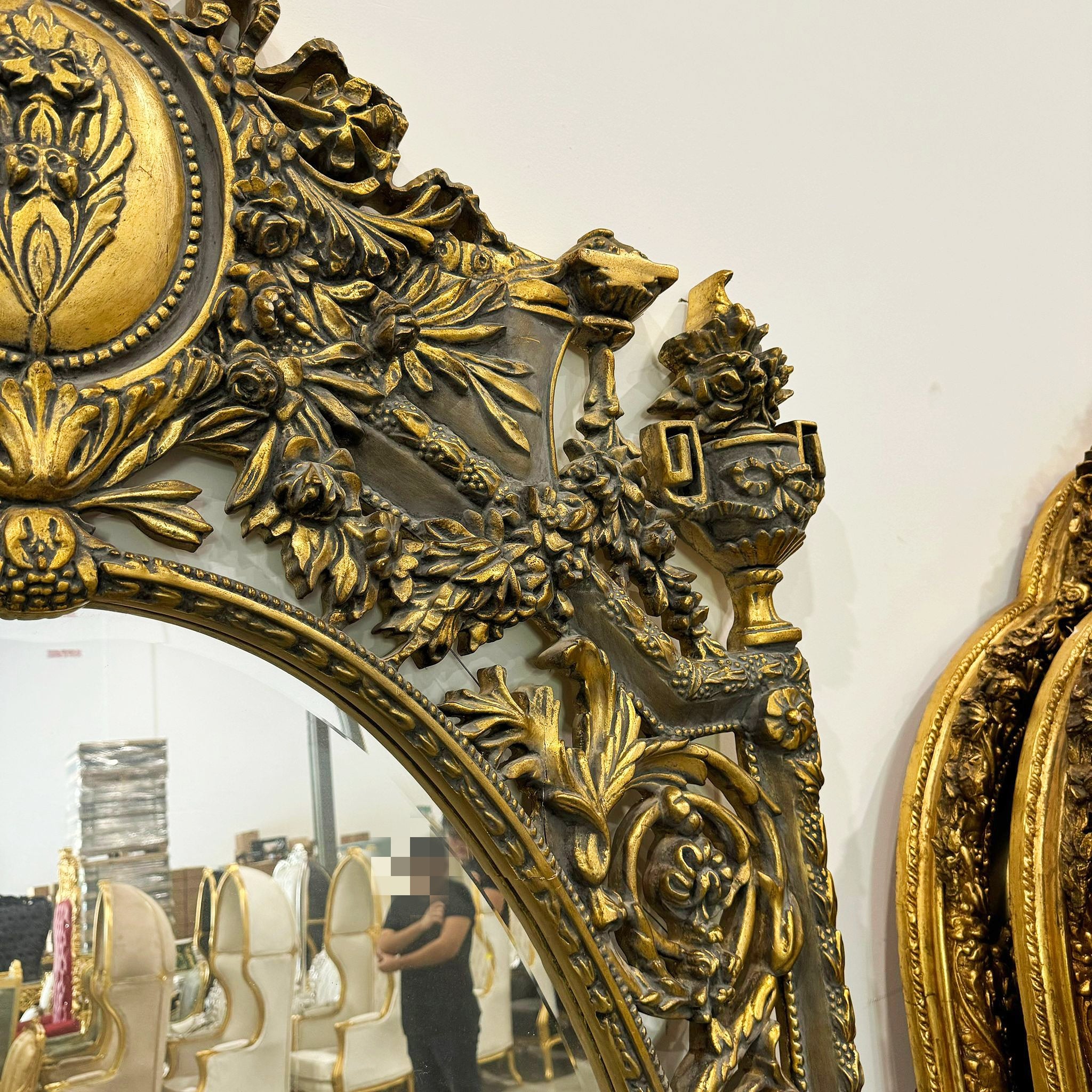 Wall Mirror French Style Gold Floor Mirror 7.8 Feet Tall Gold Leaf