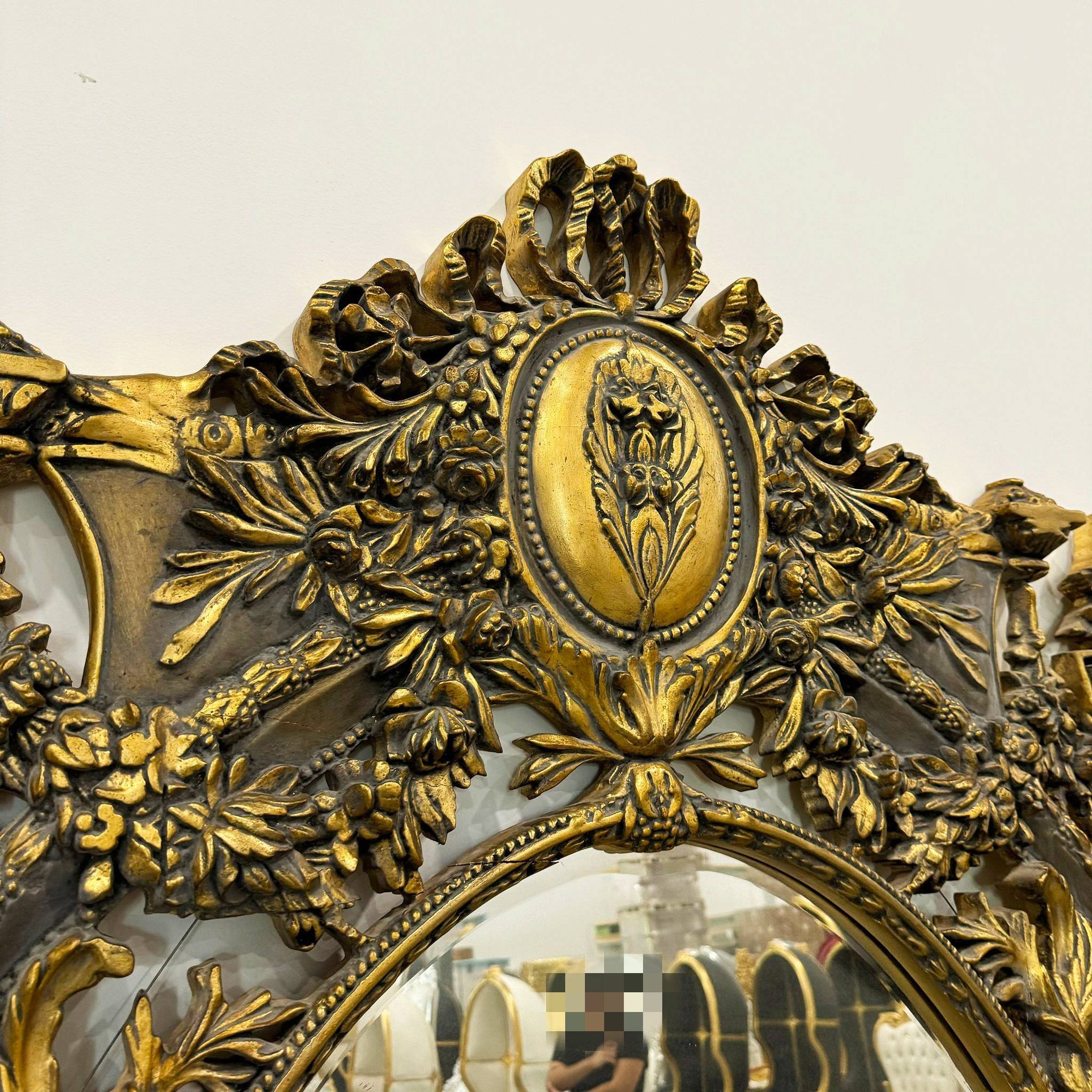 Wall Mirror French Style Gold Floor Mirror 7.8 Feet Tall Gold Leaf