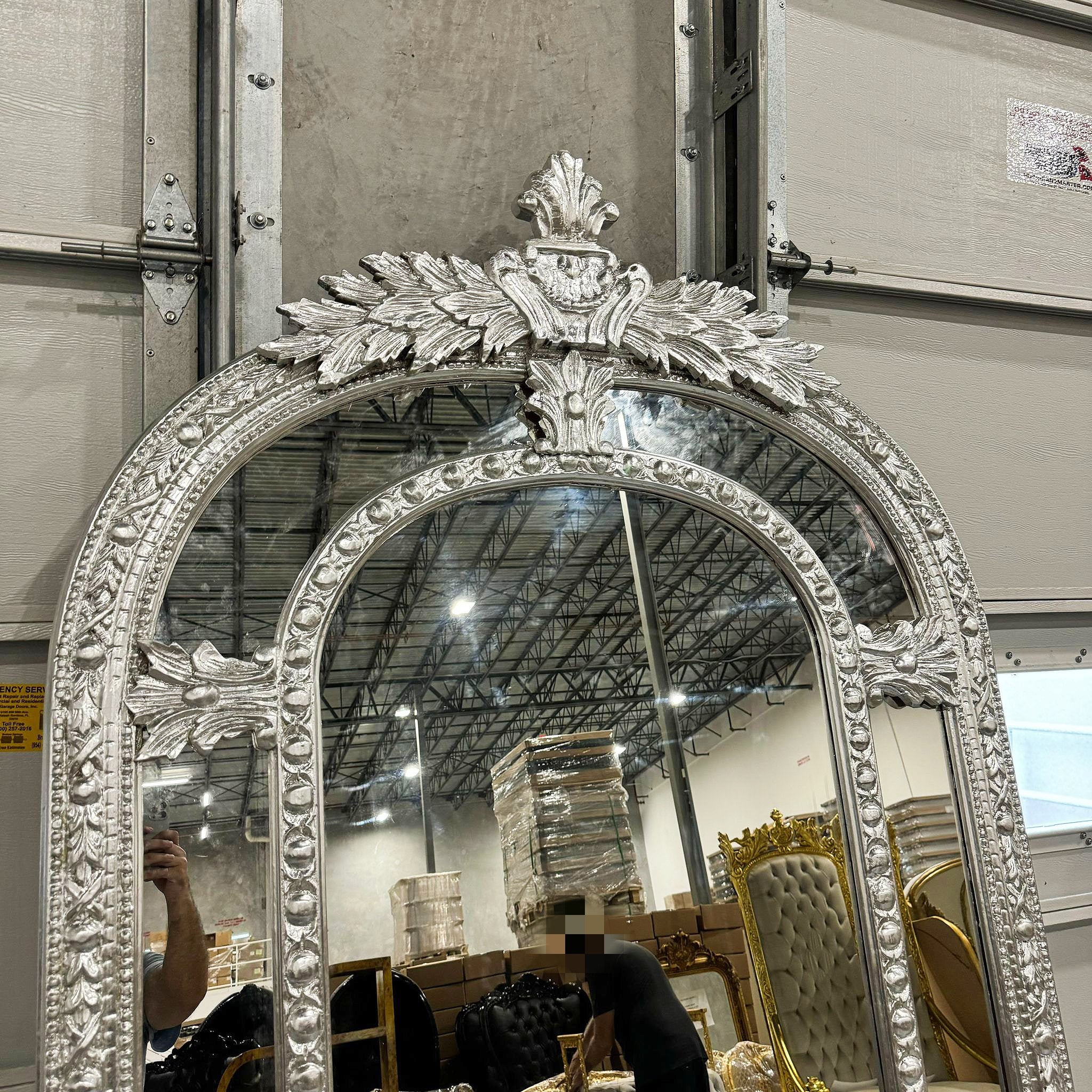 Silver Floor/Wall Mirror 7 Feet Tall Silver Leaf French Style