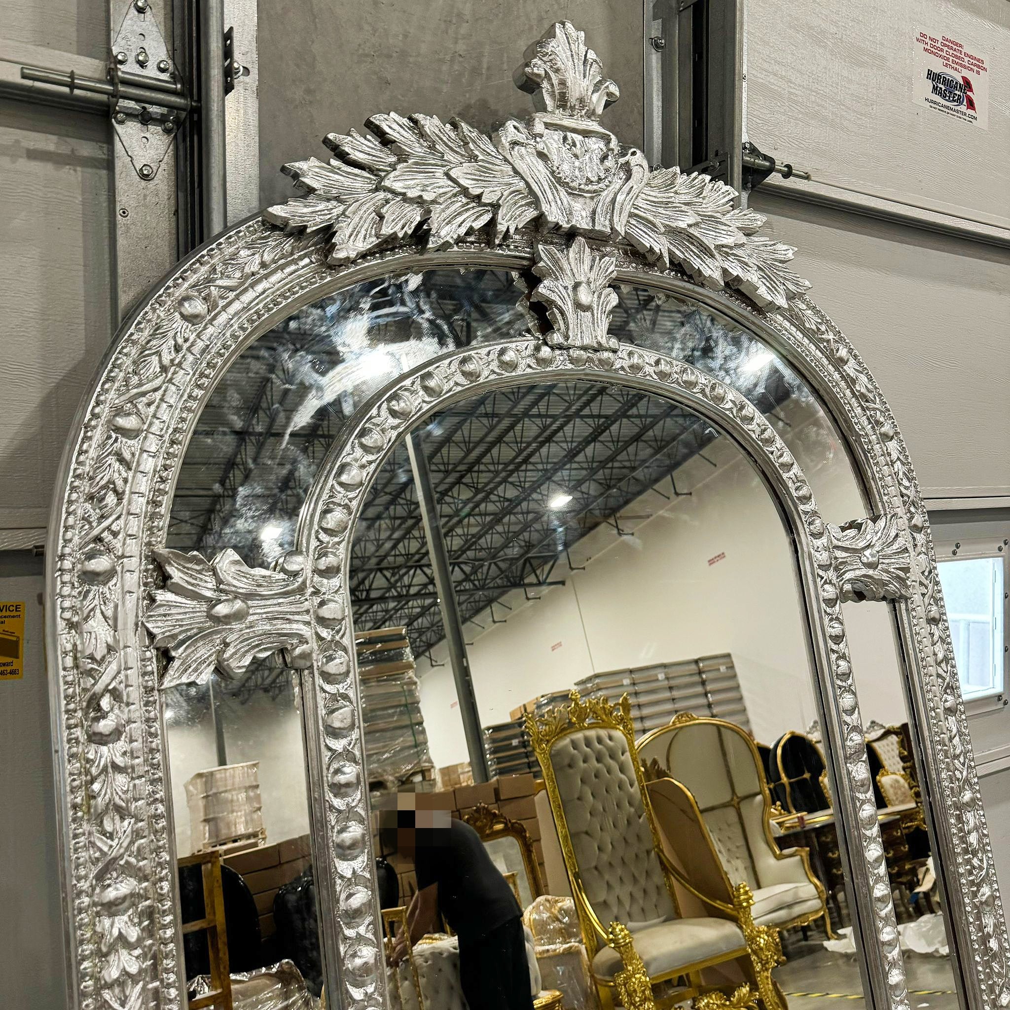 Silver Floor/Wall Mirror 7 Feet Tall Silver Leaf French Style