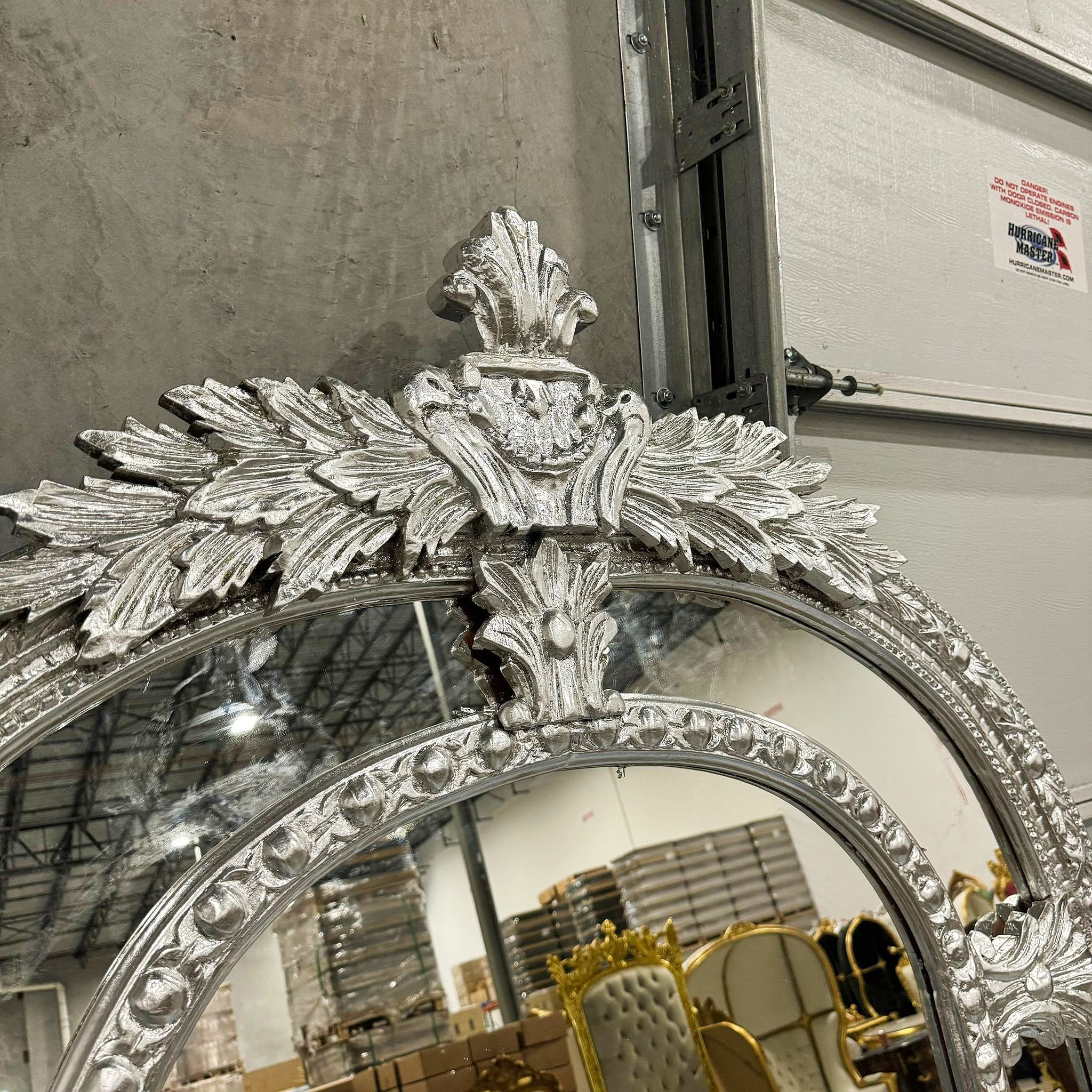 Silver Floor/Wall Mirror 7 Feet Tall Silver Leaf French Style