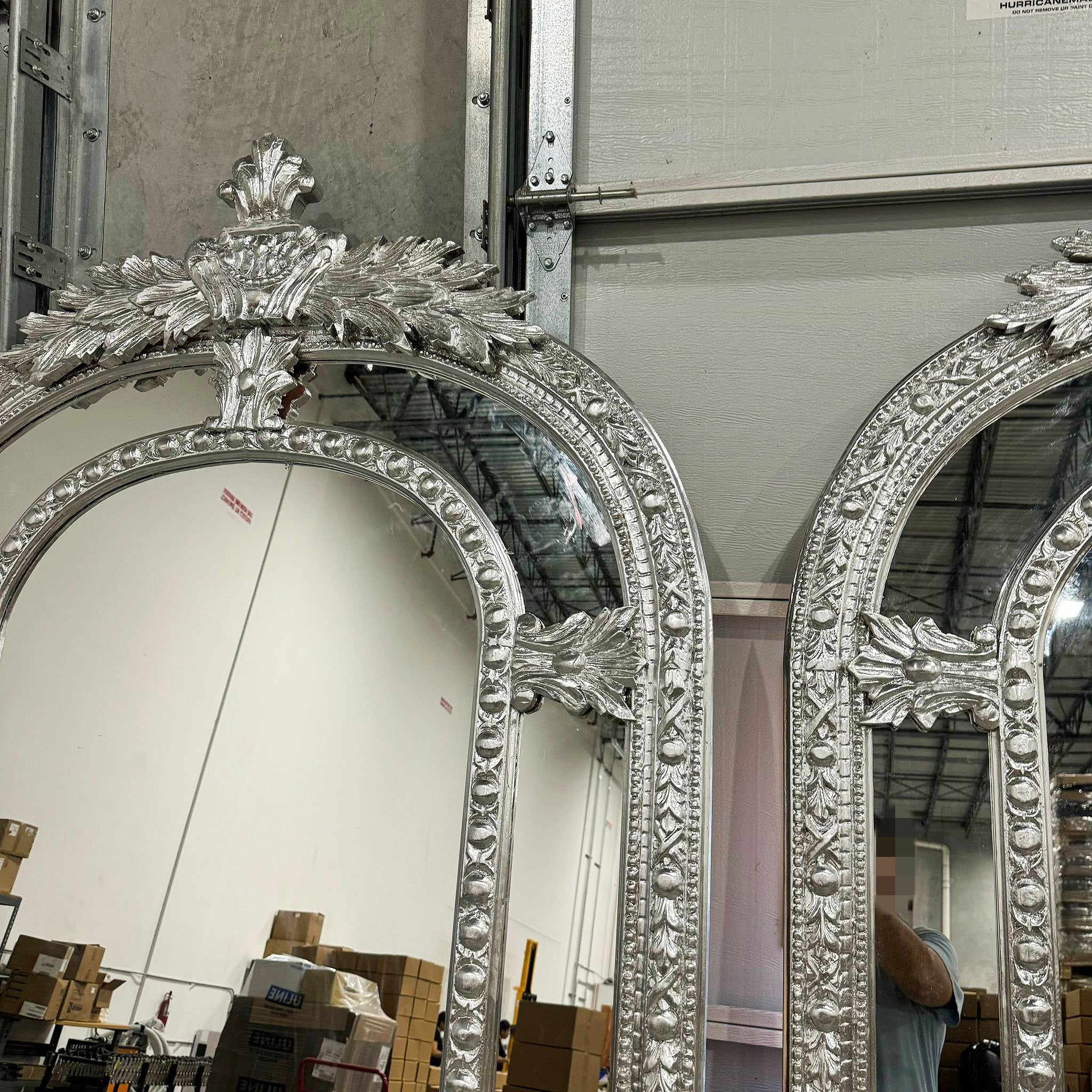 Silver Floor/Wall Mirror SET *2 Mirrors* 7 Feet Tall Silver Leaf French Style