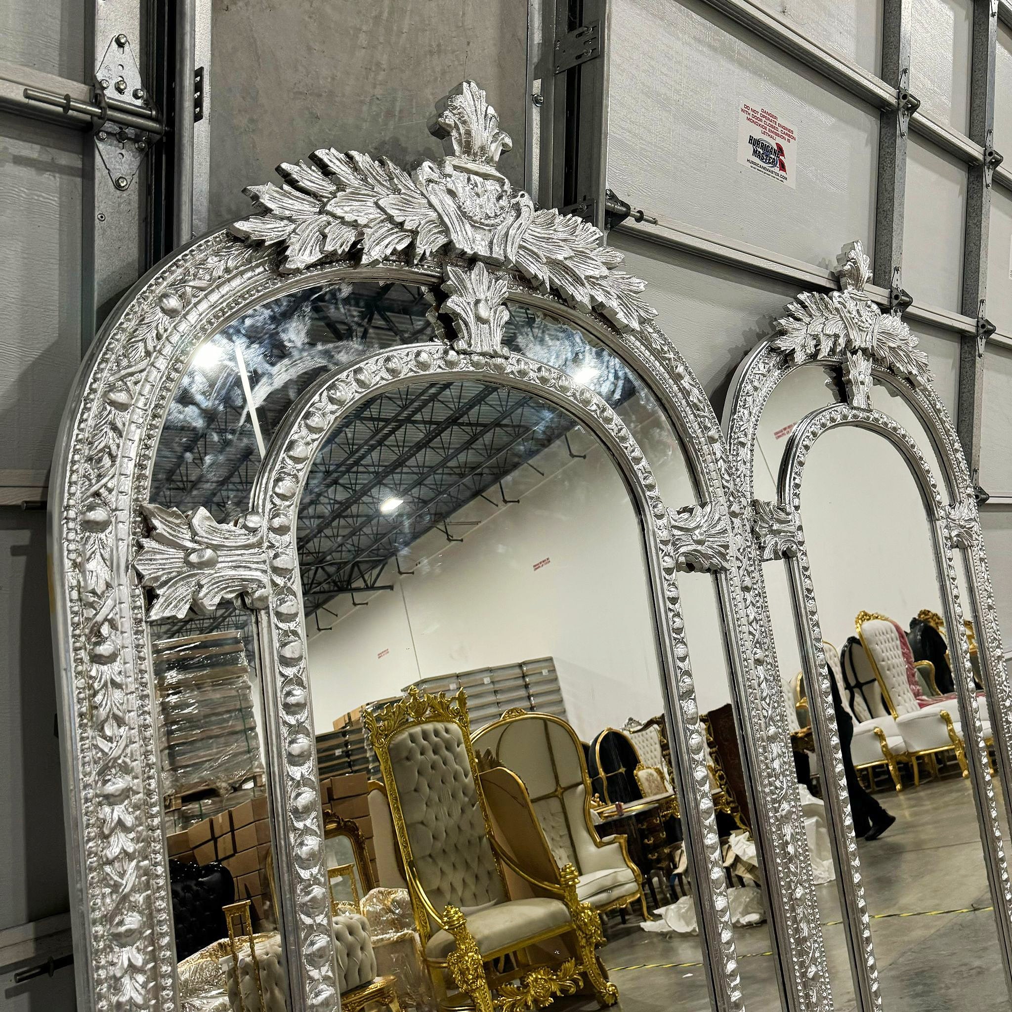 Silver Floor/Wall Mirror SET *2 Mirrors* 7 Feet Tall Silver Leaf French Style