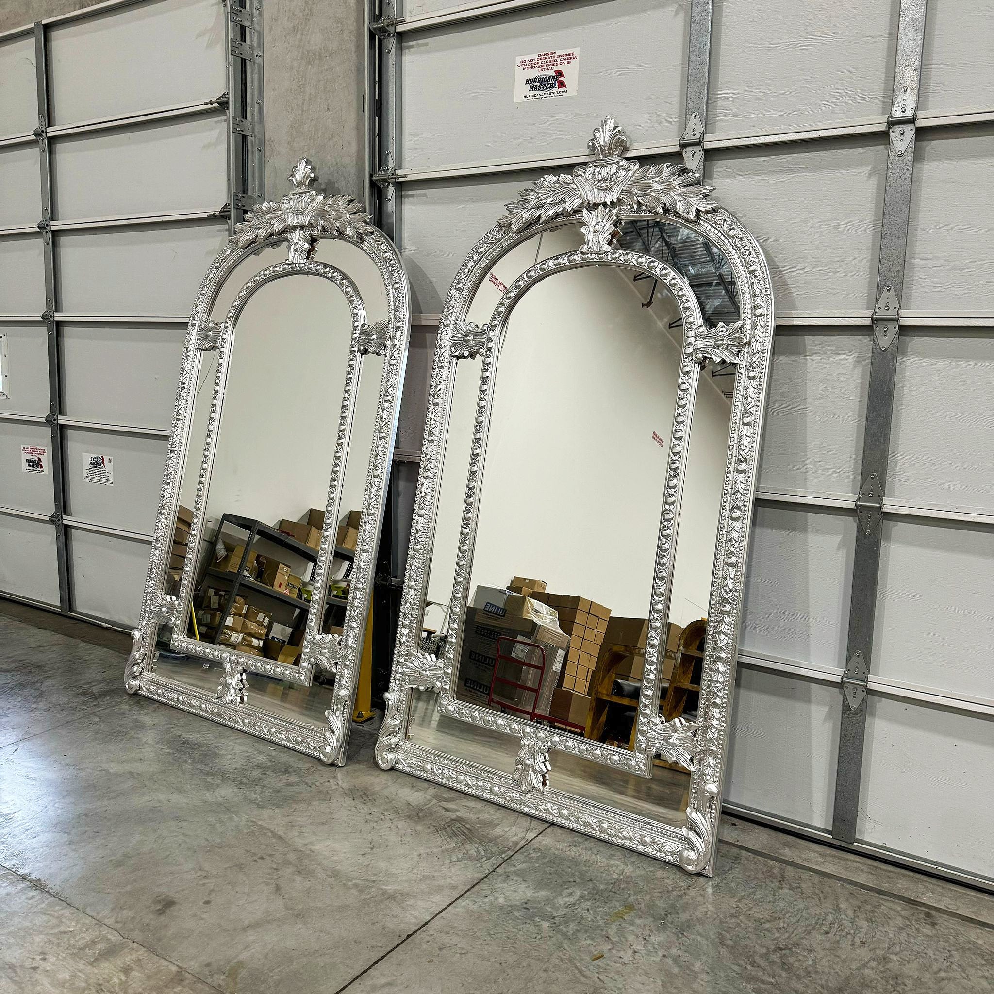 Silver Floor/Wall Mirror SET *2 Mirrors* 7 Feet Tall Silver Leaf French Style