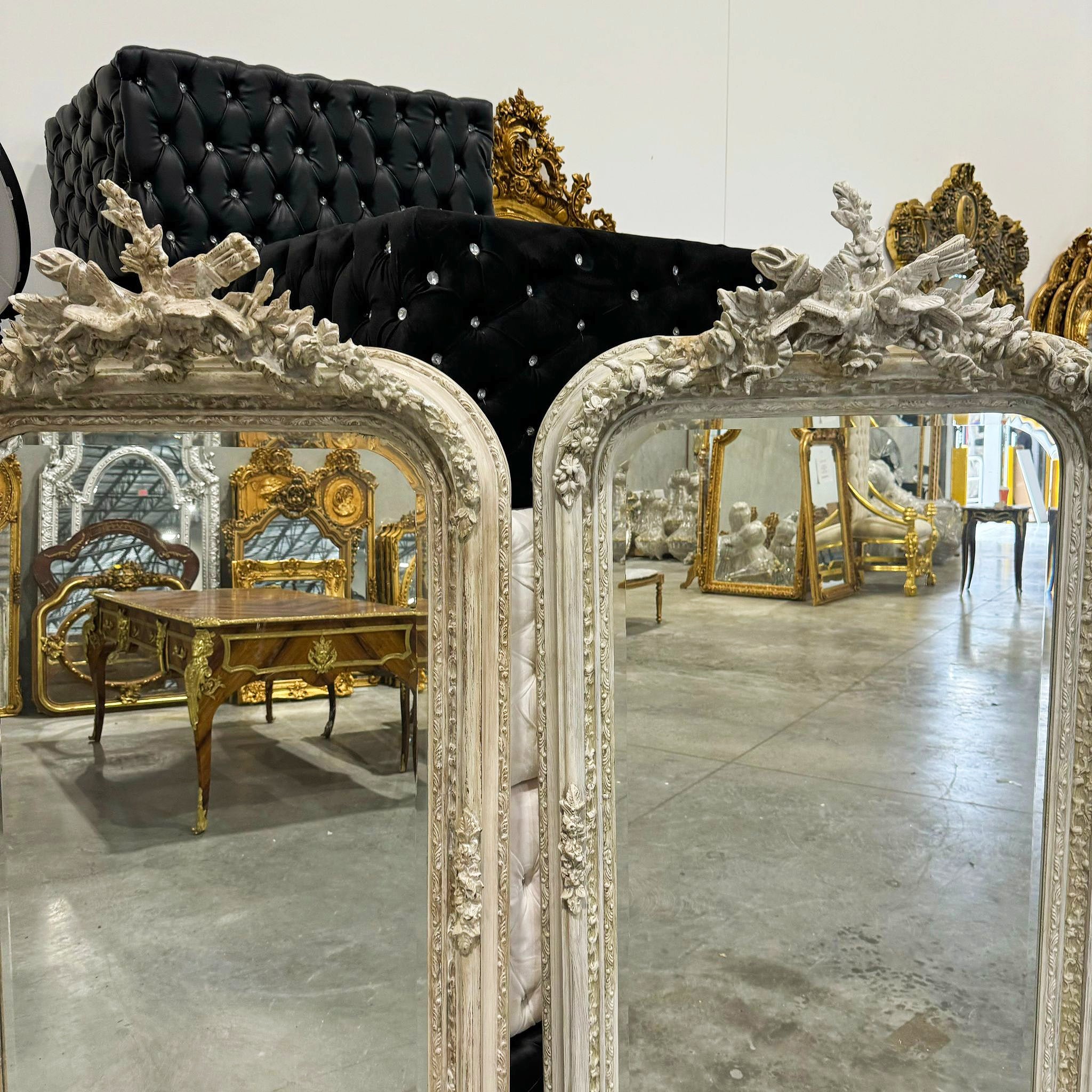 Gray Birds Floor Mirror SET *2 Mirrors* 5 Feet Tall French Style