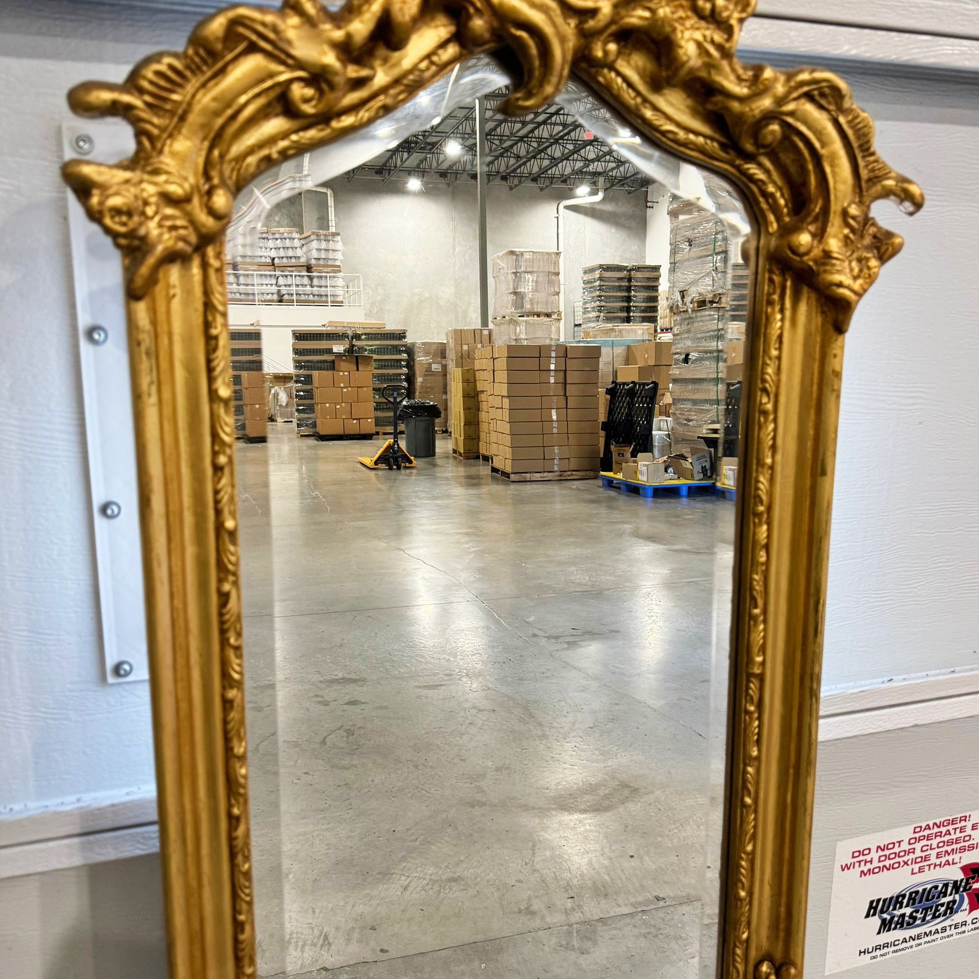 French Style Gold Floor Mirror Refinished in Gold Leaf Details