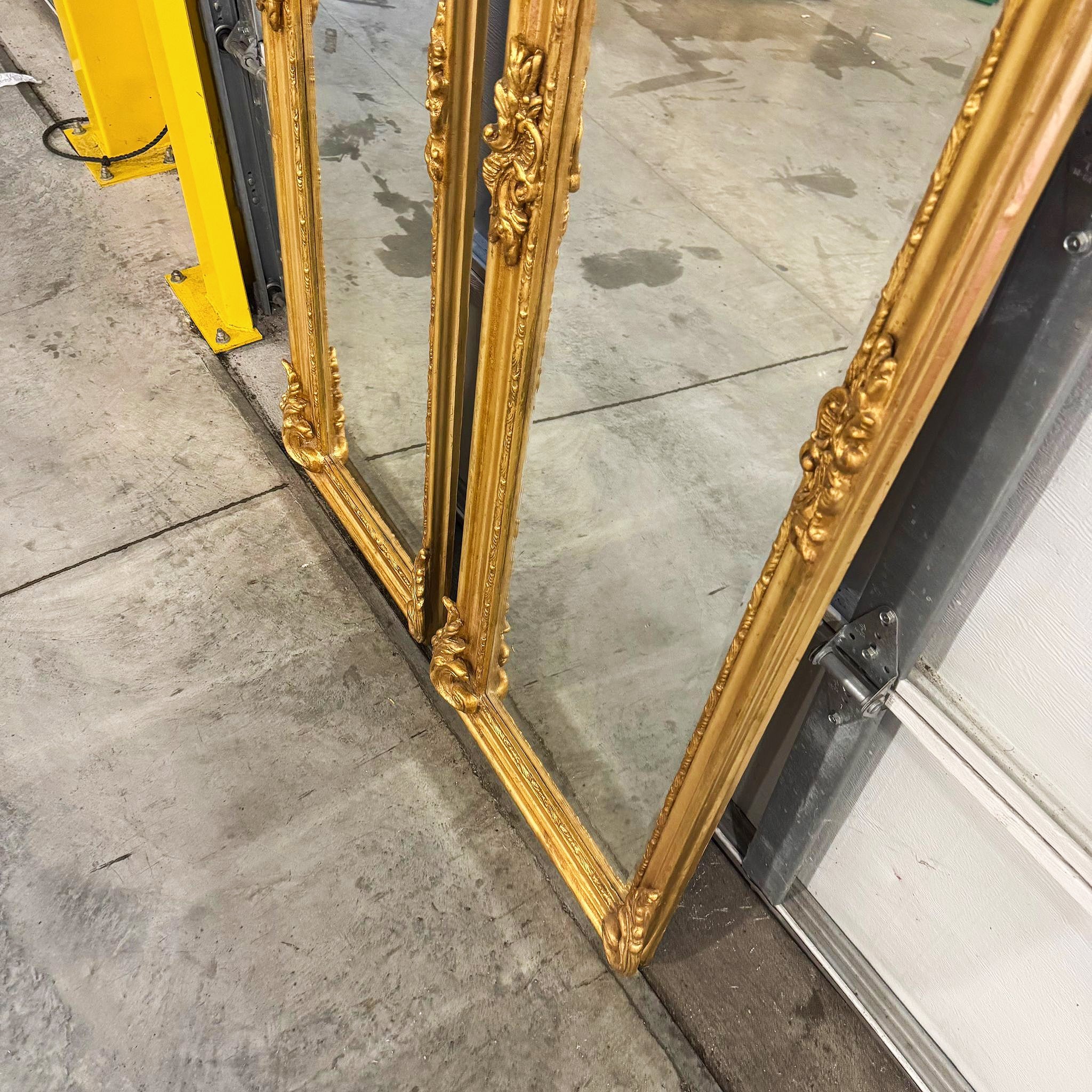 Gold Floor Mirror SET (2 Mirrors) in Gold Leaf French Style