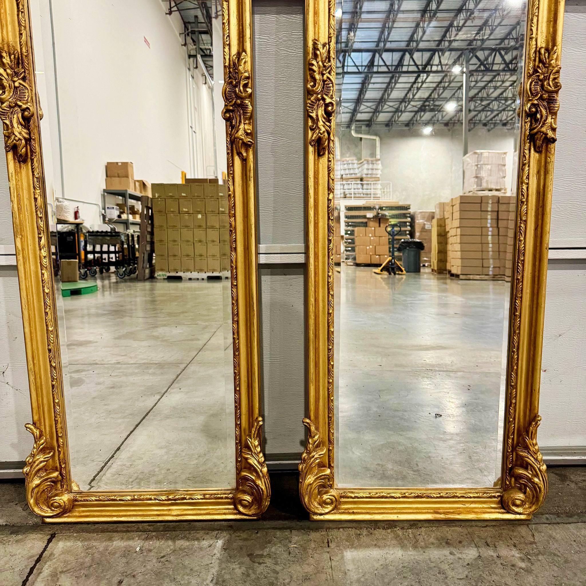 Gold Floor Mirror SET (2 Mirrors) in Gold Leaf French Style