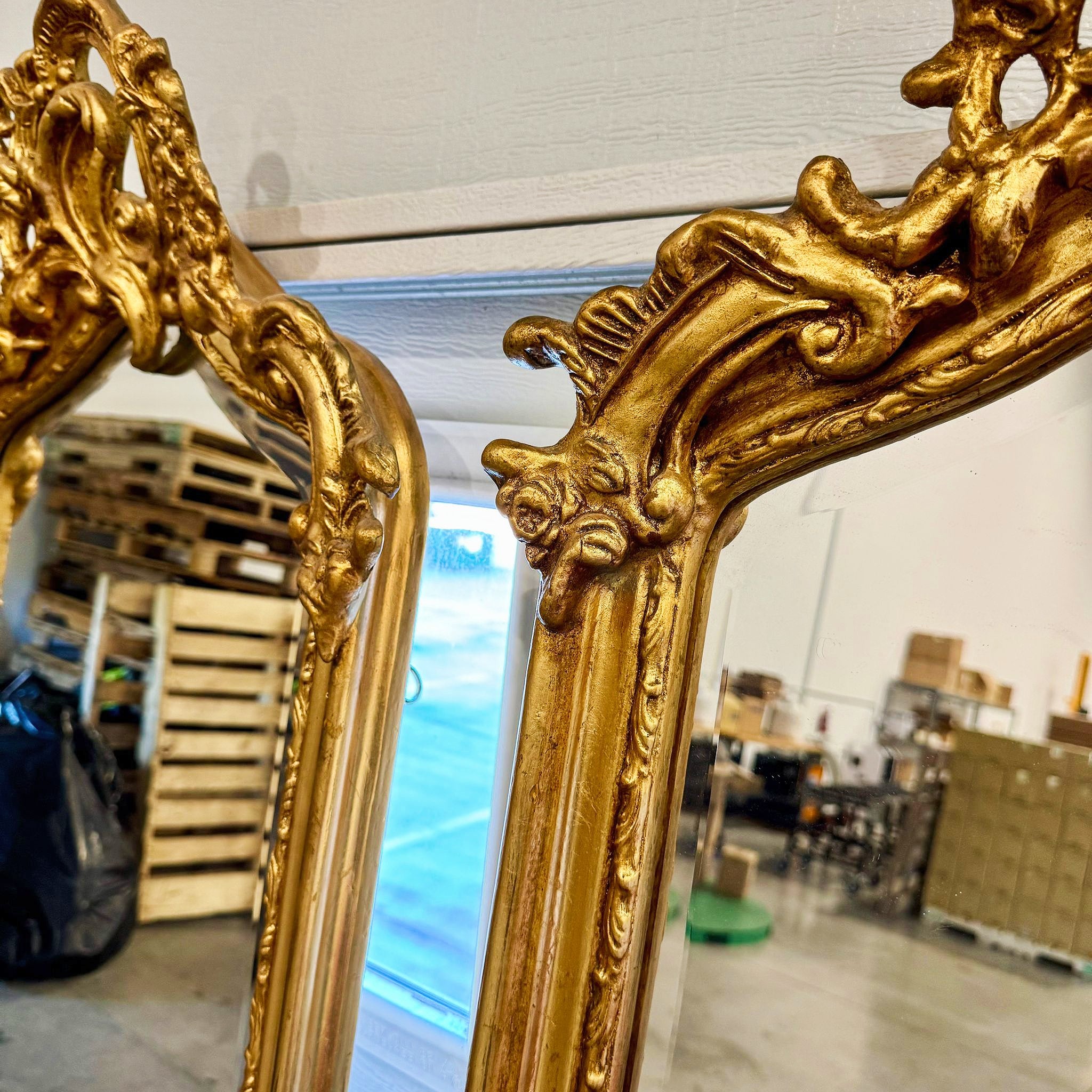 Gold Floor Mirror SET (2 Mirrors) in Gold Leaf French Style