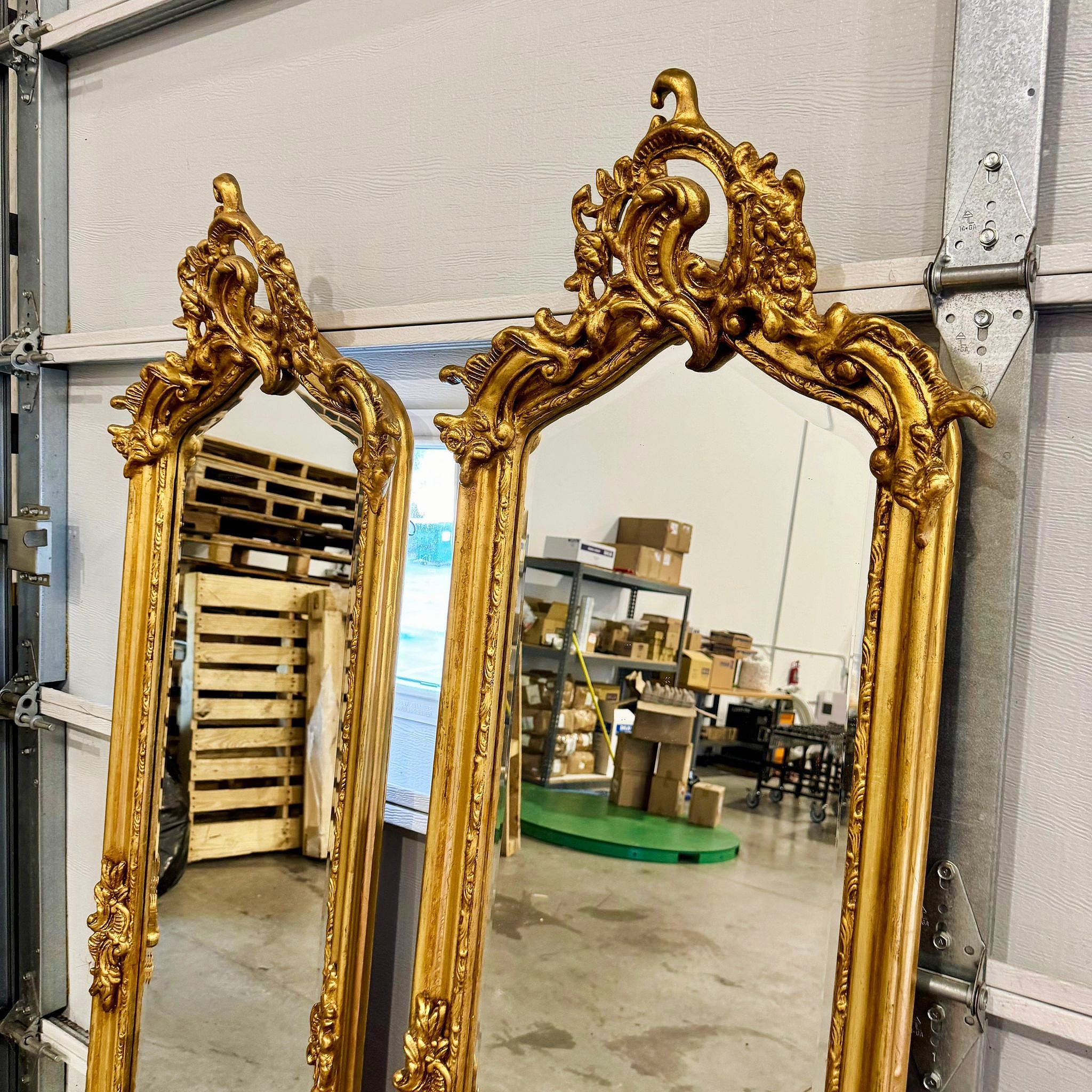 Gold Floor Mirror SET (2 Mirrors) in Gold Leaf French Style