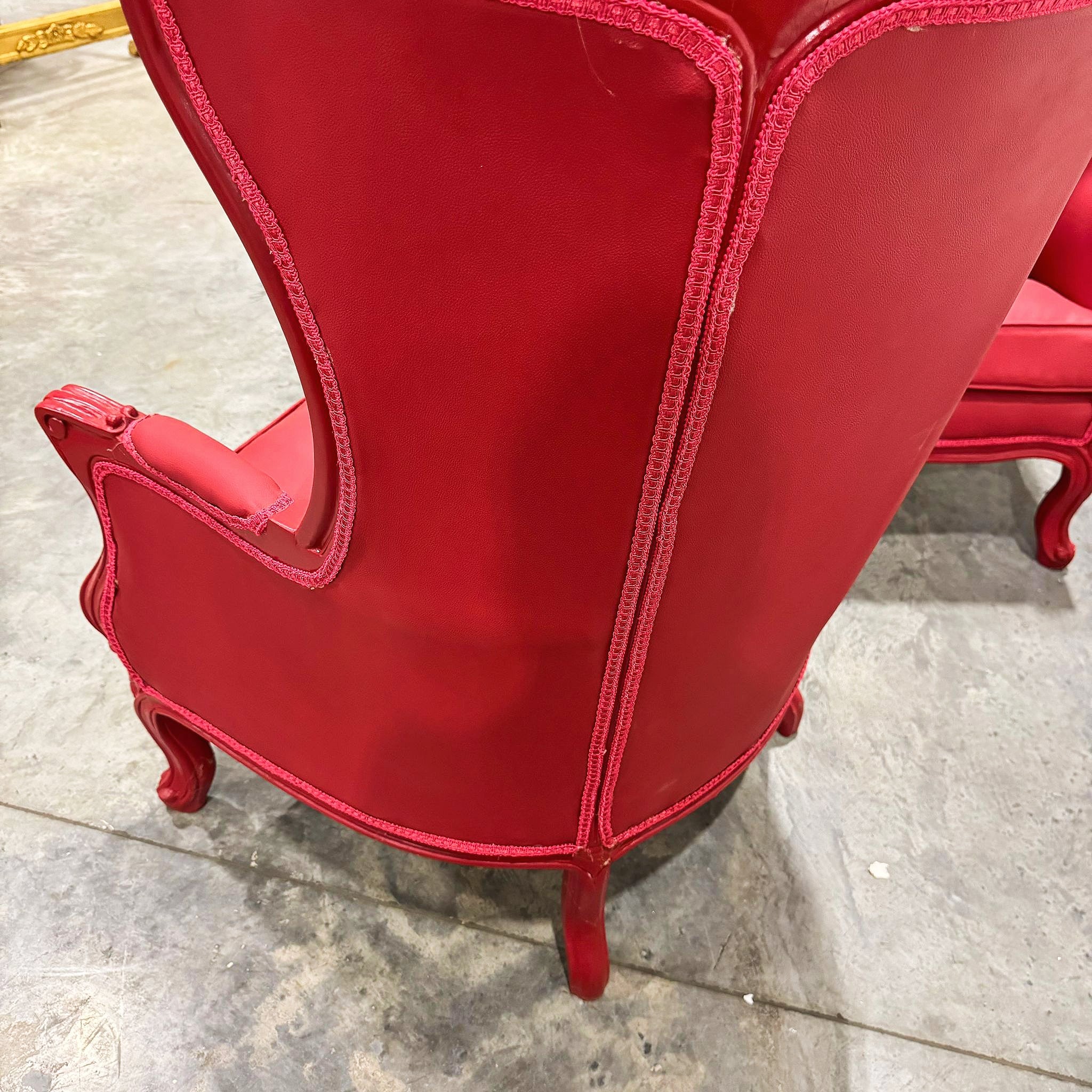Balloon Chair French Style Red Leather High-Back Canopy Lacquer Chair