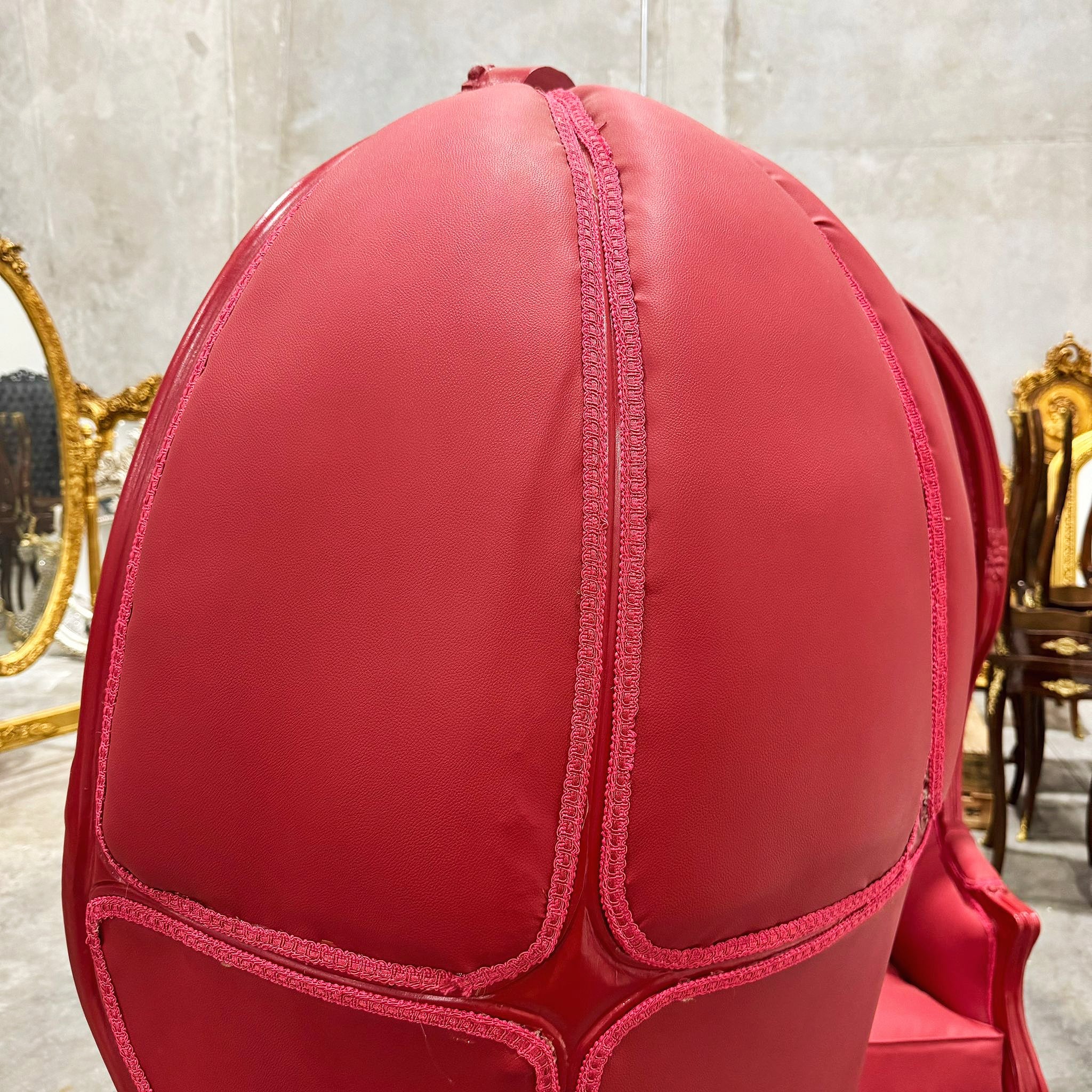 Balloon Chair French Style Red Leather High-Back Canopy Lacquer Chair